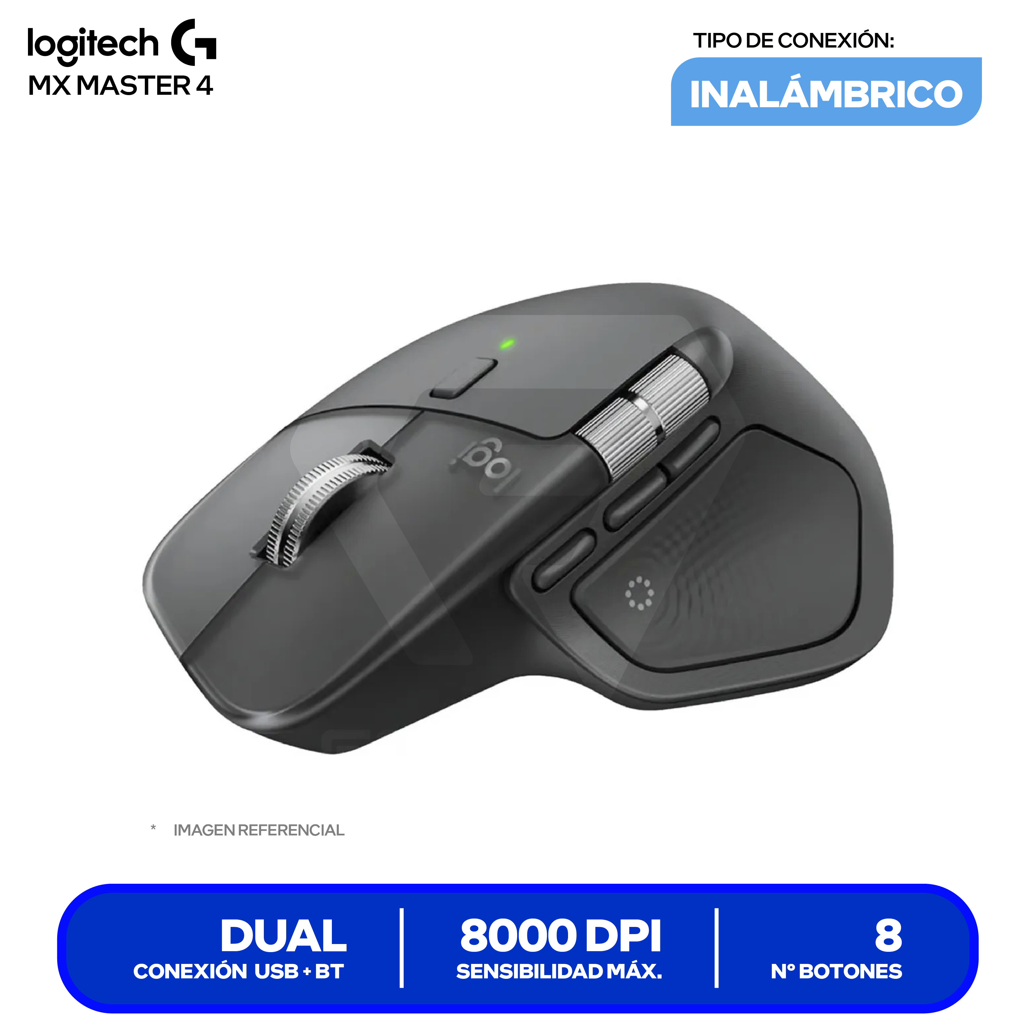 Mouse Inalámbrico Logitech MX Master 4 (910-007565) Grafito 8000 DPI