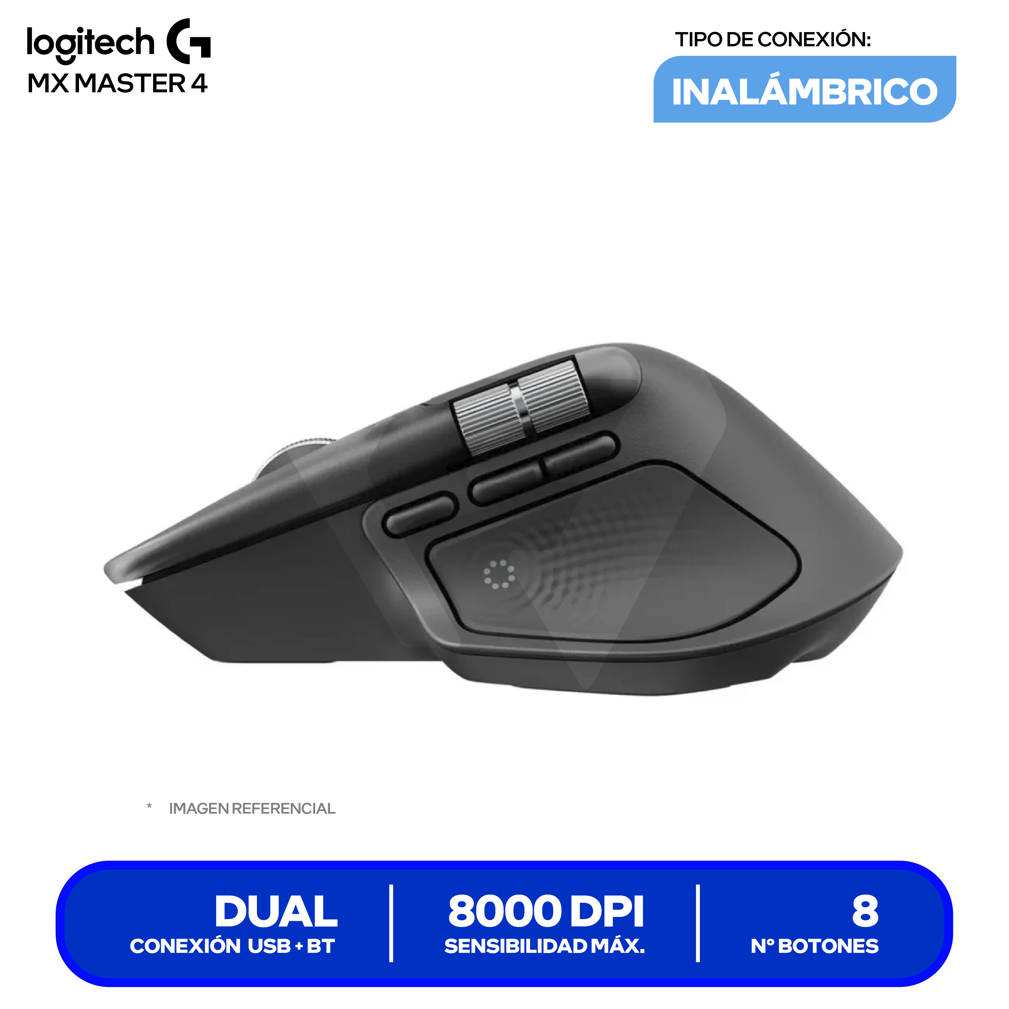 Mouse Inalámbrico Logitech MX Master 4 (910-007565) Grafito 8000 DPI