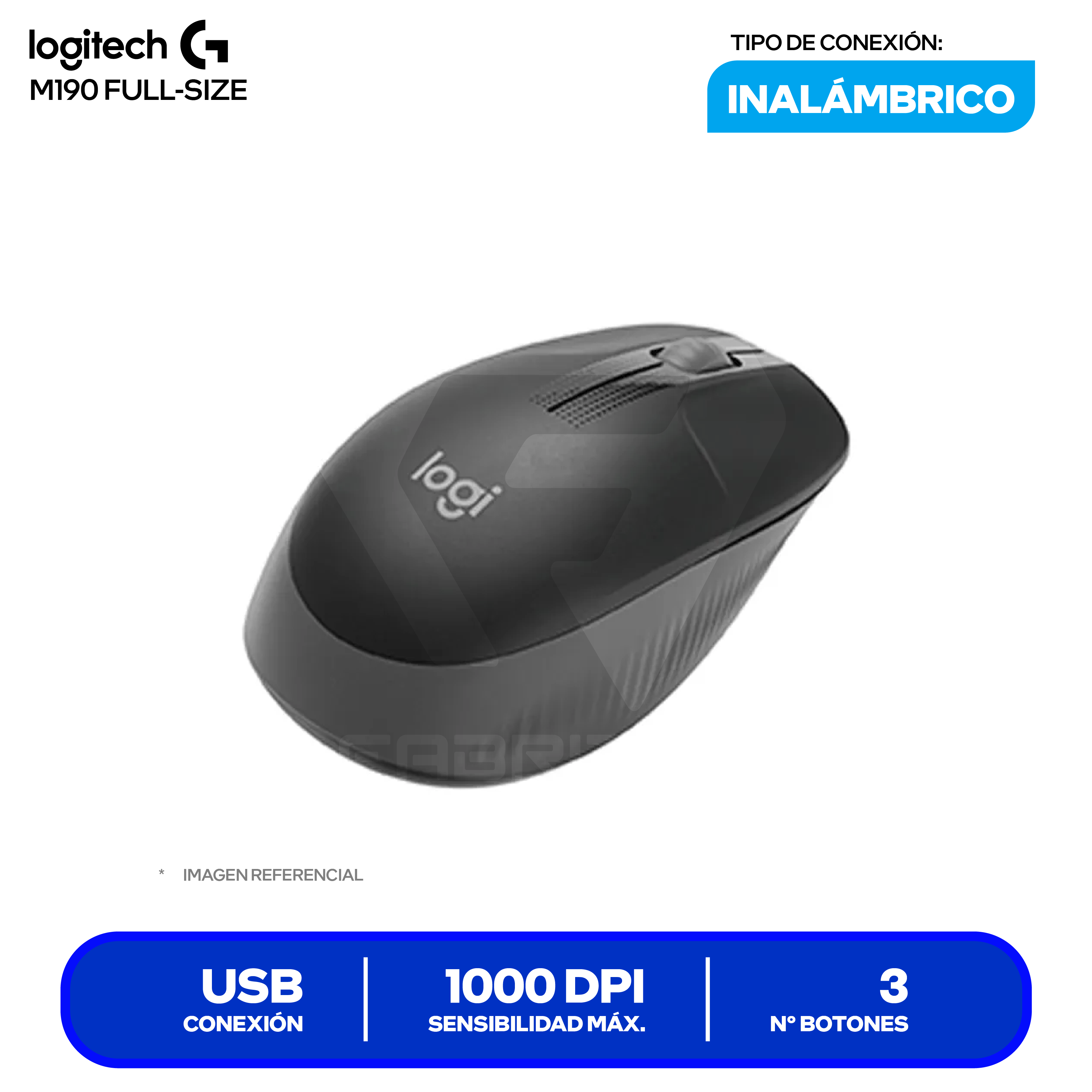 Mouse Inalámbrico Logitech M190 (910-005902) Gris 1000 DPI