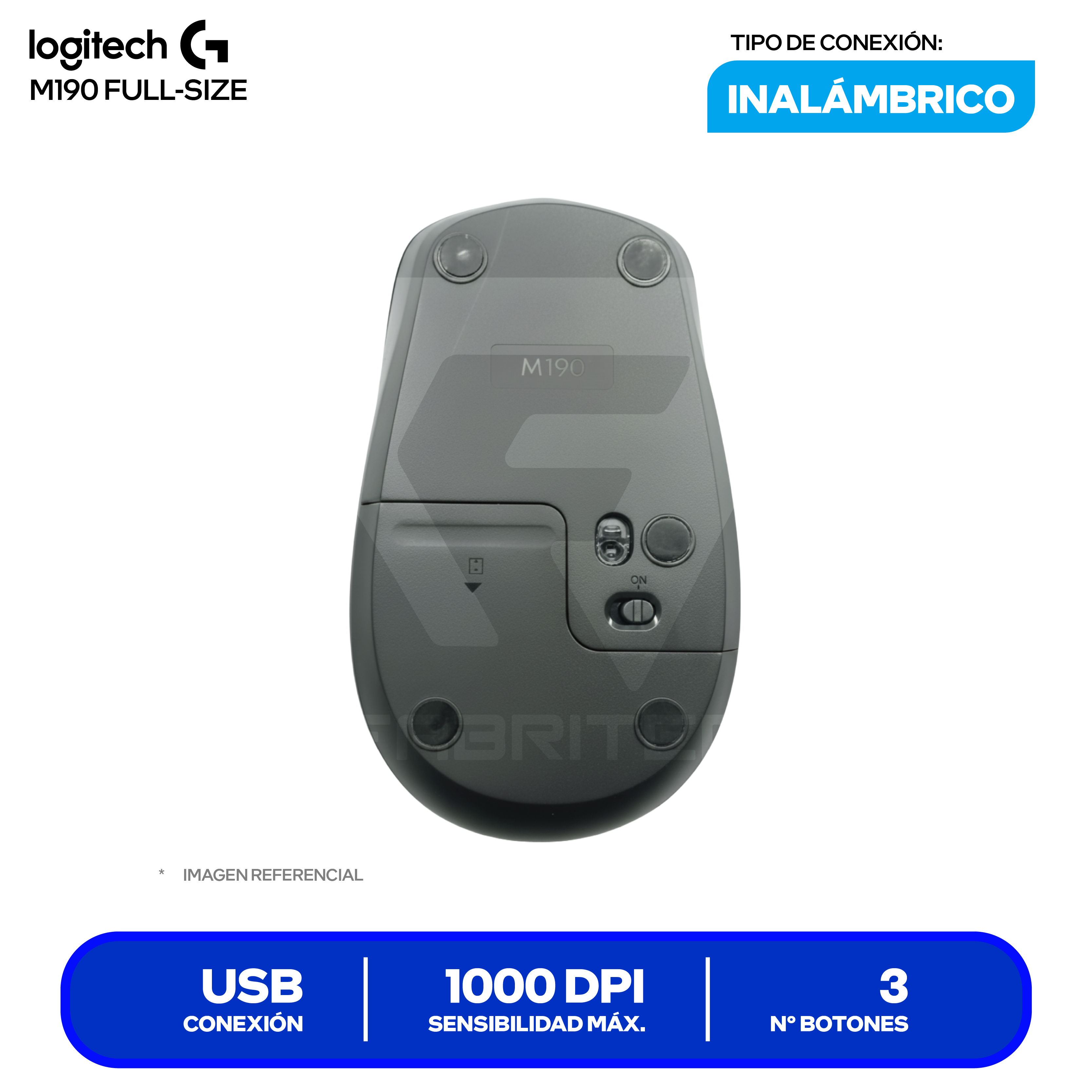 Mouse Inalámbrico Logitech M190 (910-005902) Gris 1000 DPI