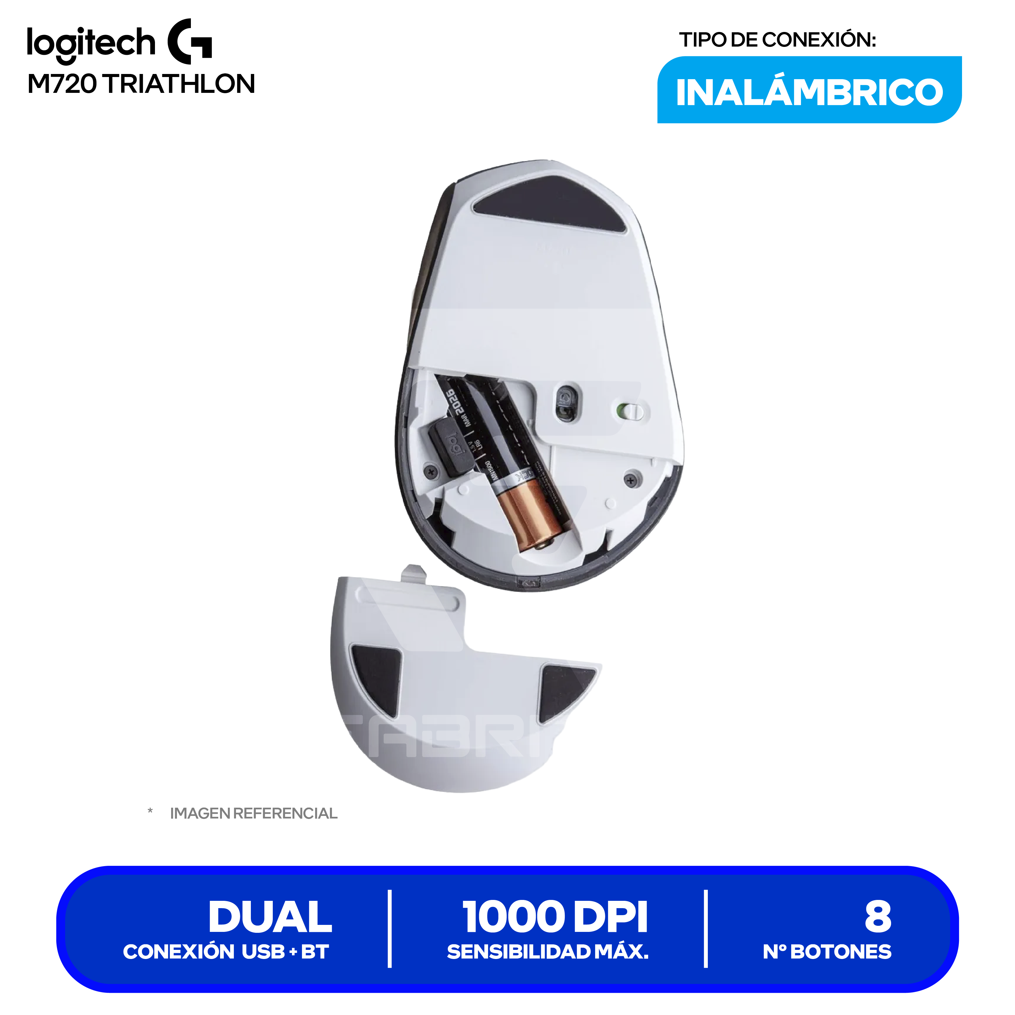 Mouse Inalámbrico Logitech M720 Triathlon ( 910-004790 ) Negro 1000 DPI