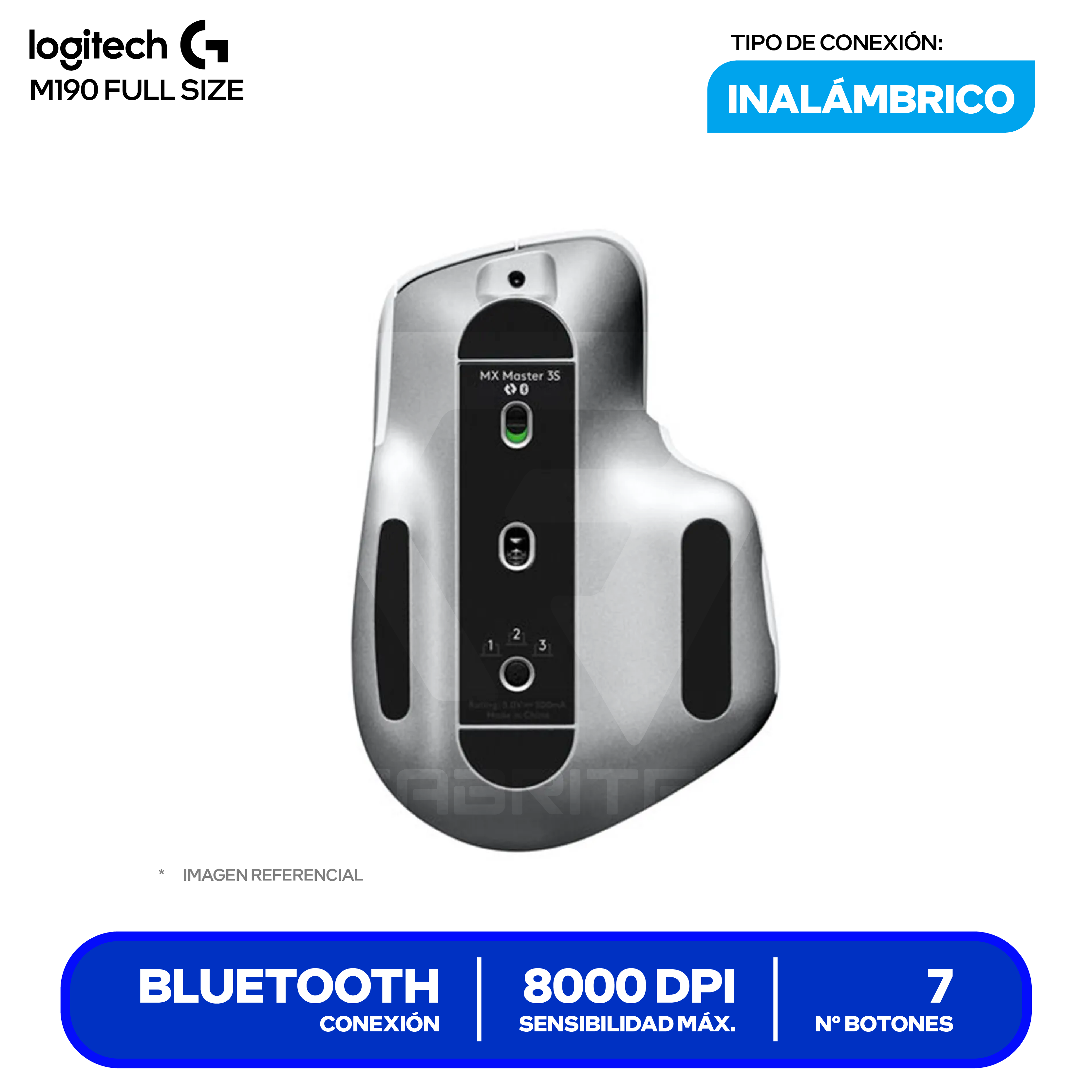 Mouse Inalámbrico Logitech MX MASTER 3S ( 910-006562 ) Blanco 8000 DPI