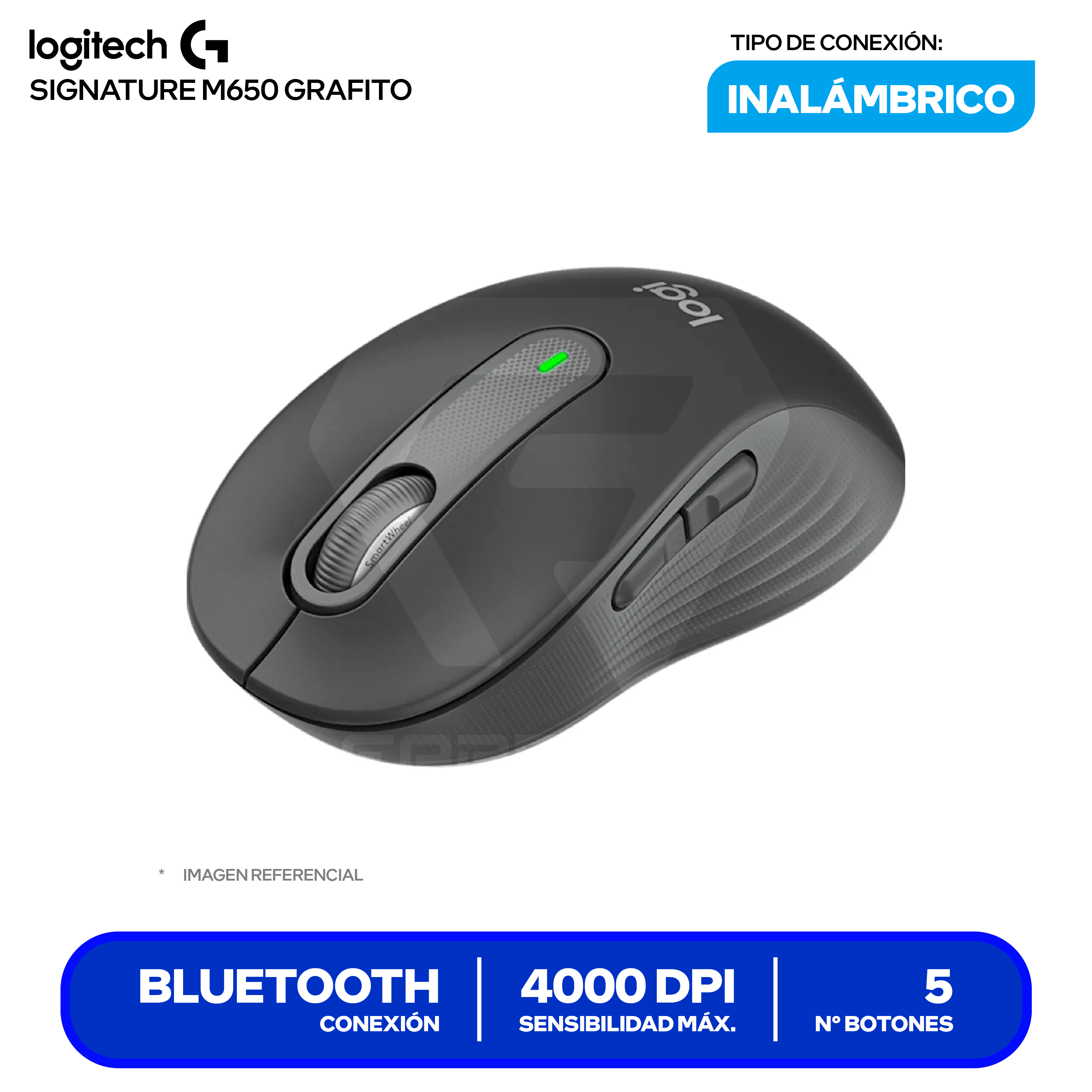 Mouse Bluetooth Logitech Signature M650 ( 910-006250 ) Grafito 4000 DPI