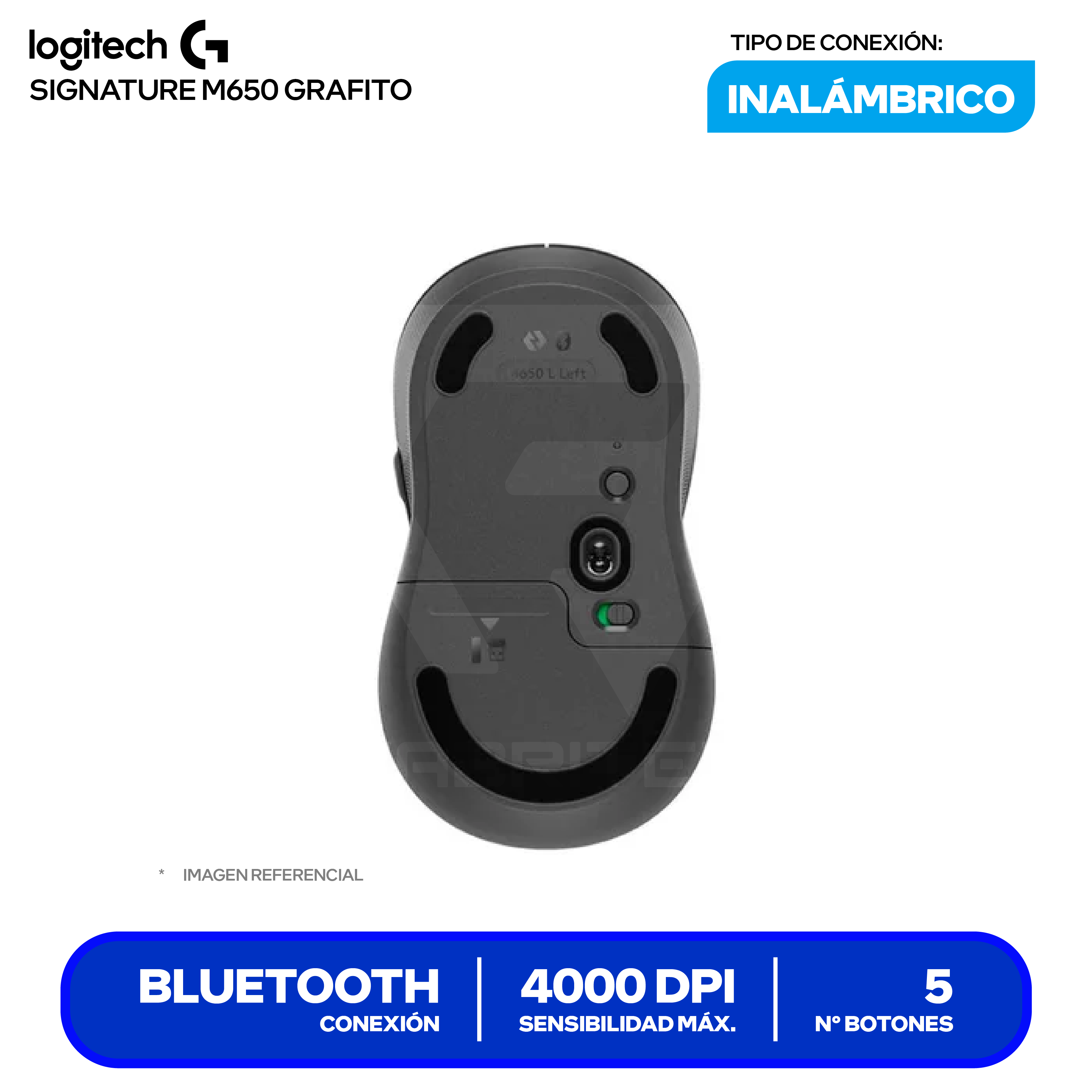 Mouse Bluetooth Logitech Signature M650 ( 910-006250 ) Grafito 4000 DPI