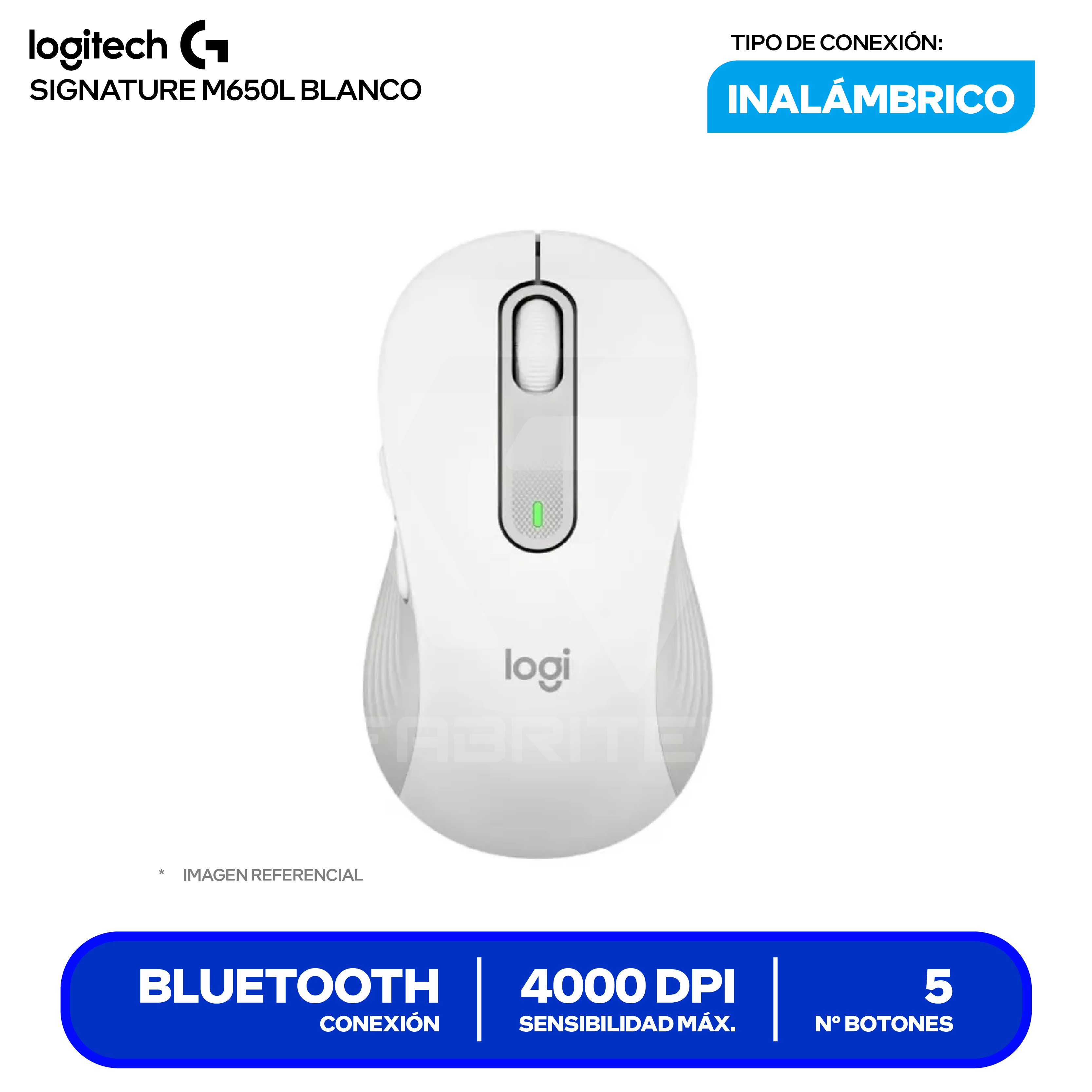 Mouse Bluetooth Logitech Signature M650 L ( 910-006233 ) Blanco 4000 DPI