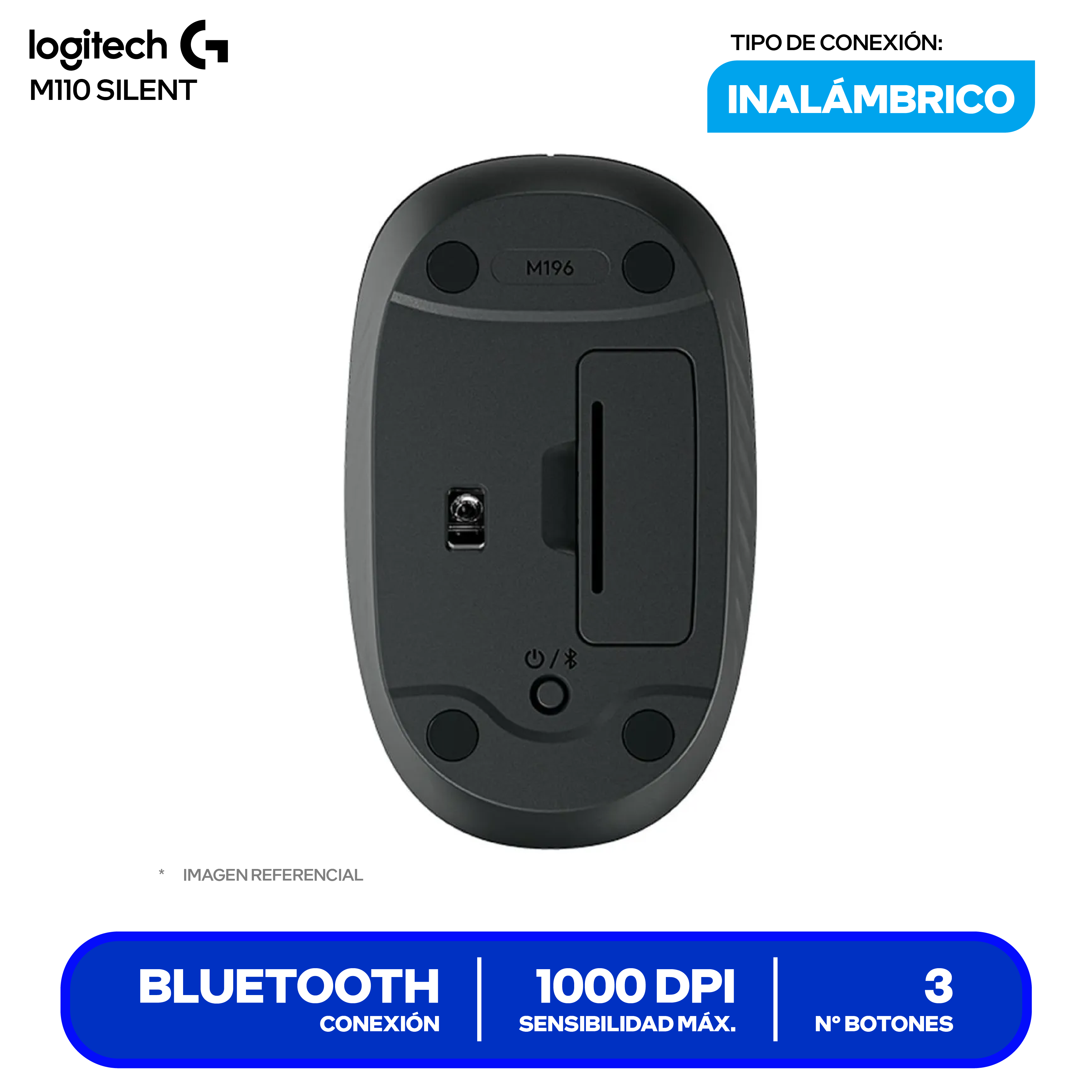 Mouse Inalámbrico Logitech M196 ( 910-007456 ) Negro 1000 DPI