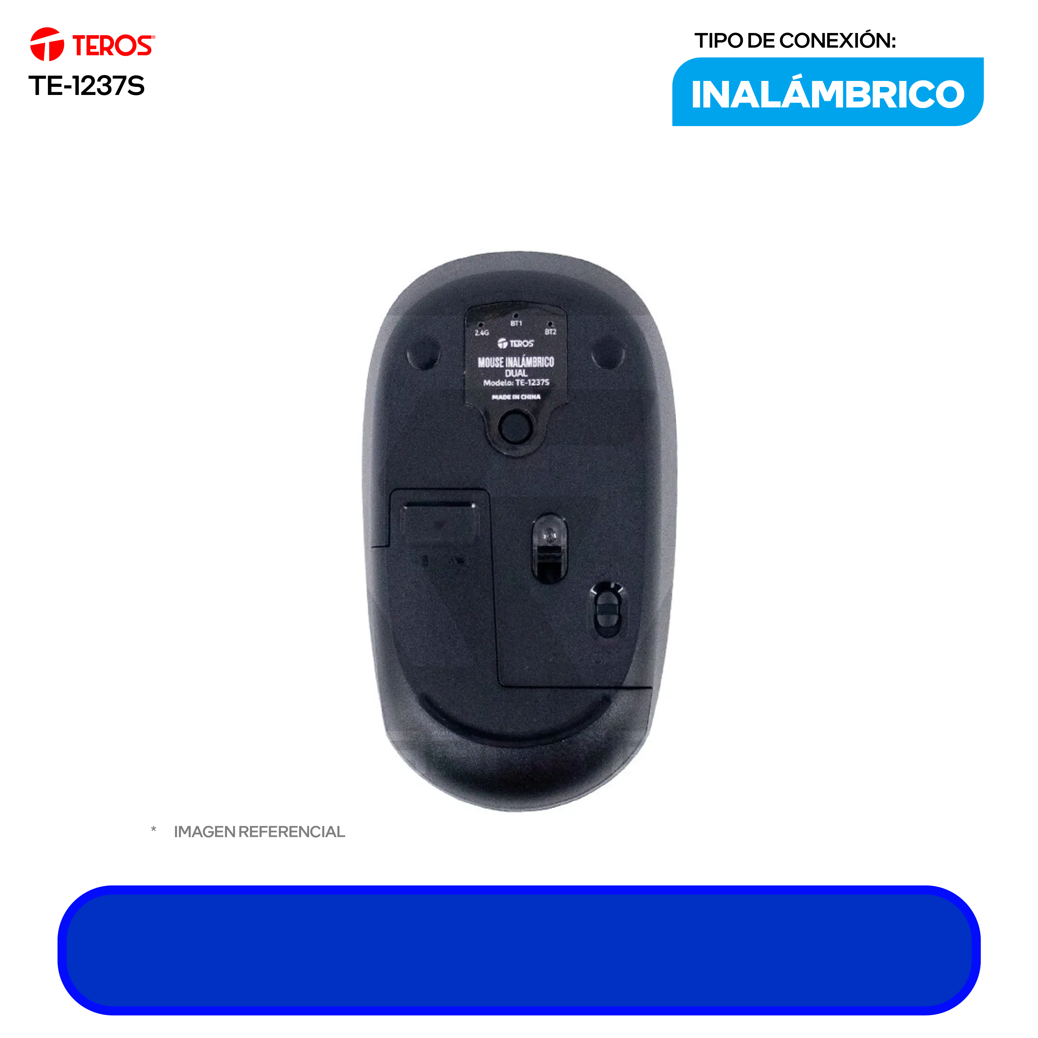 Mouse Inalámbrico Teros ( TE-1237S ) Negro 1600 DPI