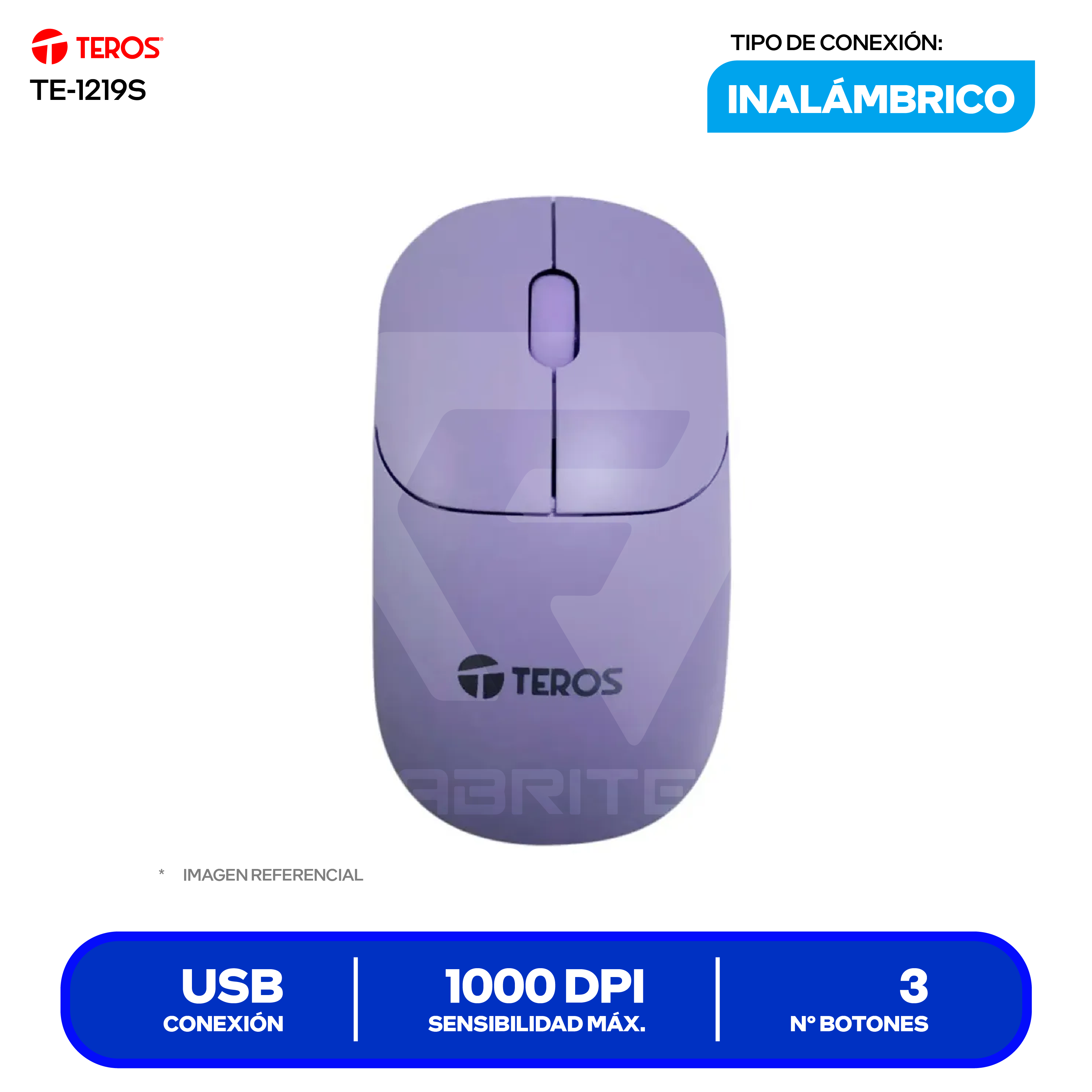 Mouse Inalámbrico Teros ( TE-1219S ) Morado 1000 DPI