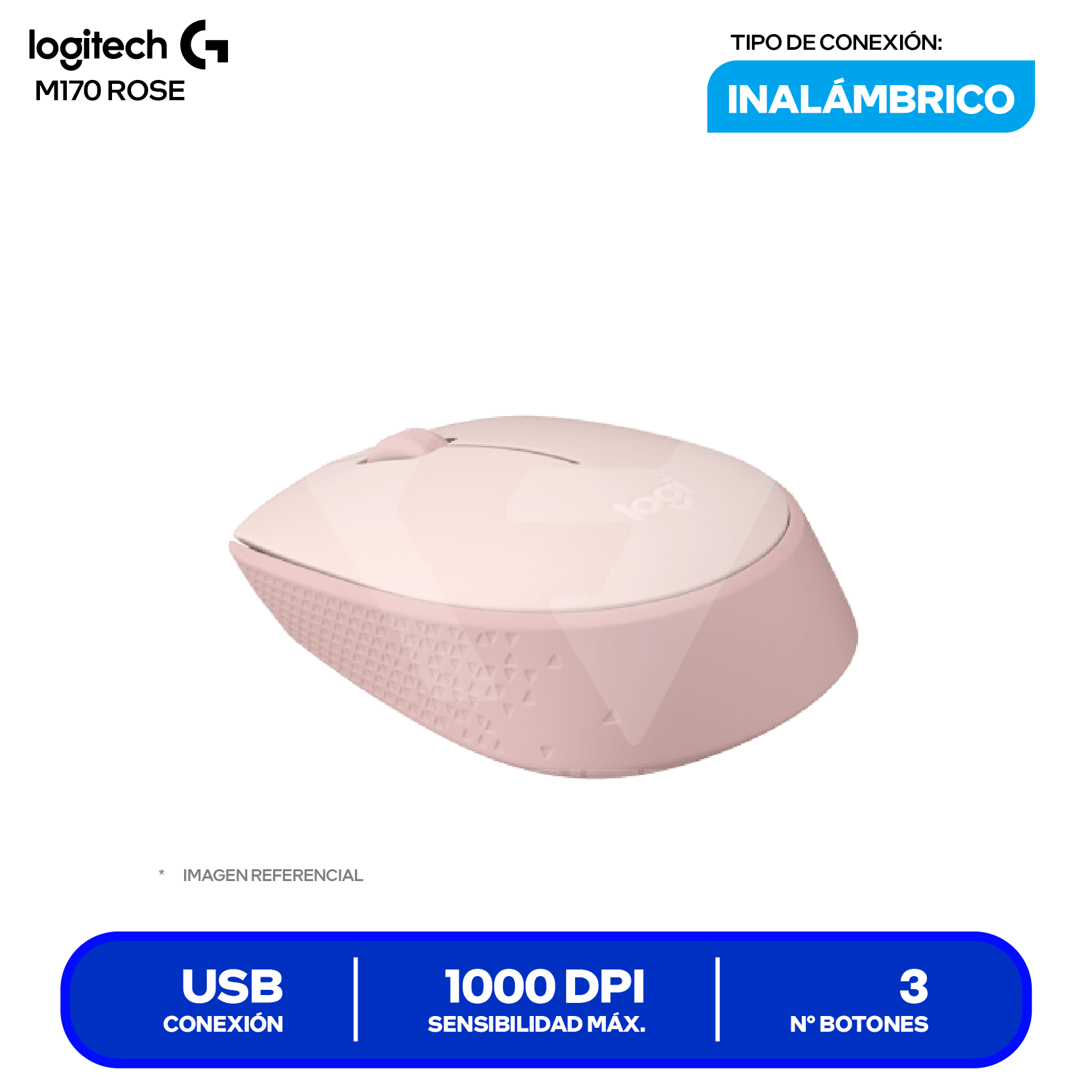 Mouse Inalámbrico Logitech M170 ( 910-006862 ) Rose 1000 DPI