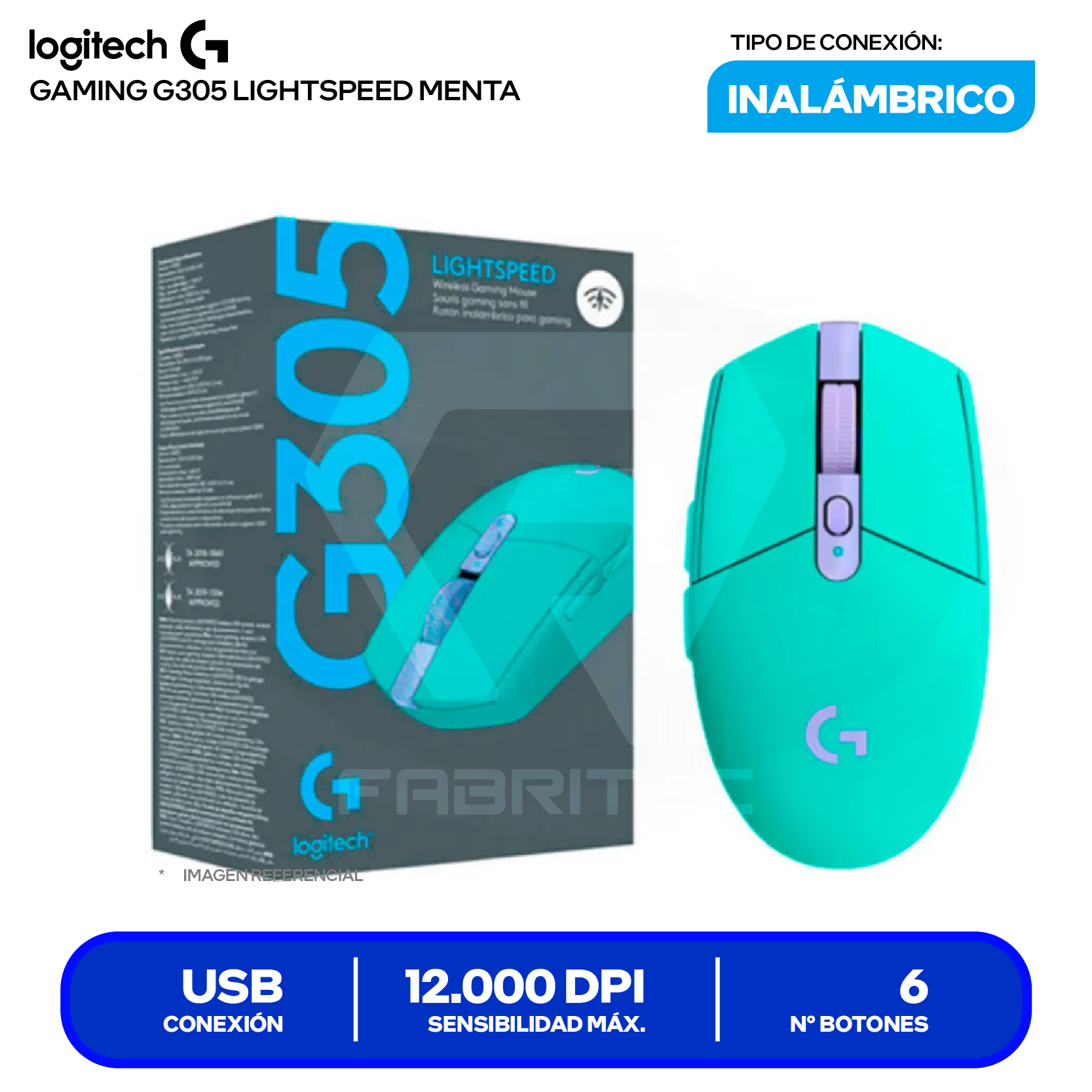 Mouse Gamer Inalámbrico Logitech G305 Lightspeed ( 910-006376 ) Menta 12.000 DPI