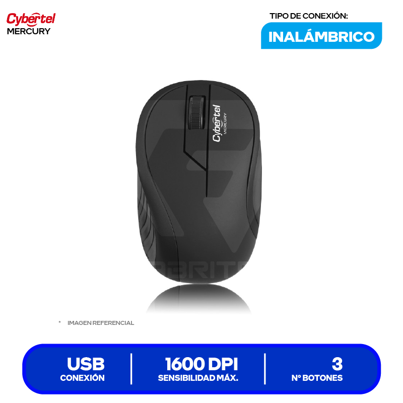 Mouse Inalámbrico Cybertel Mercury ( CYB M308 ) Negro 1600 DPI