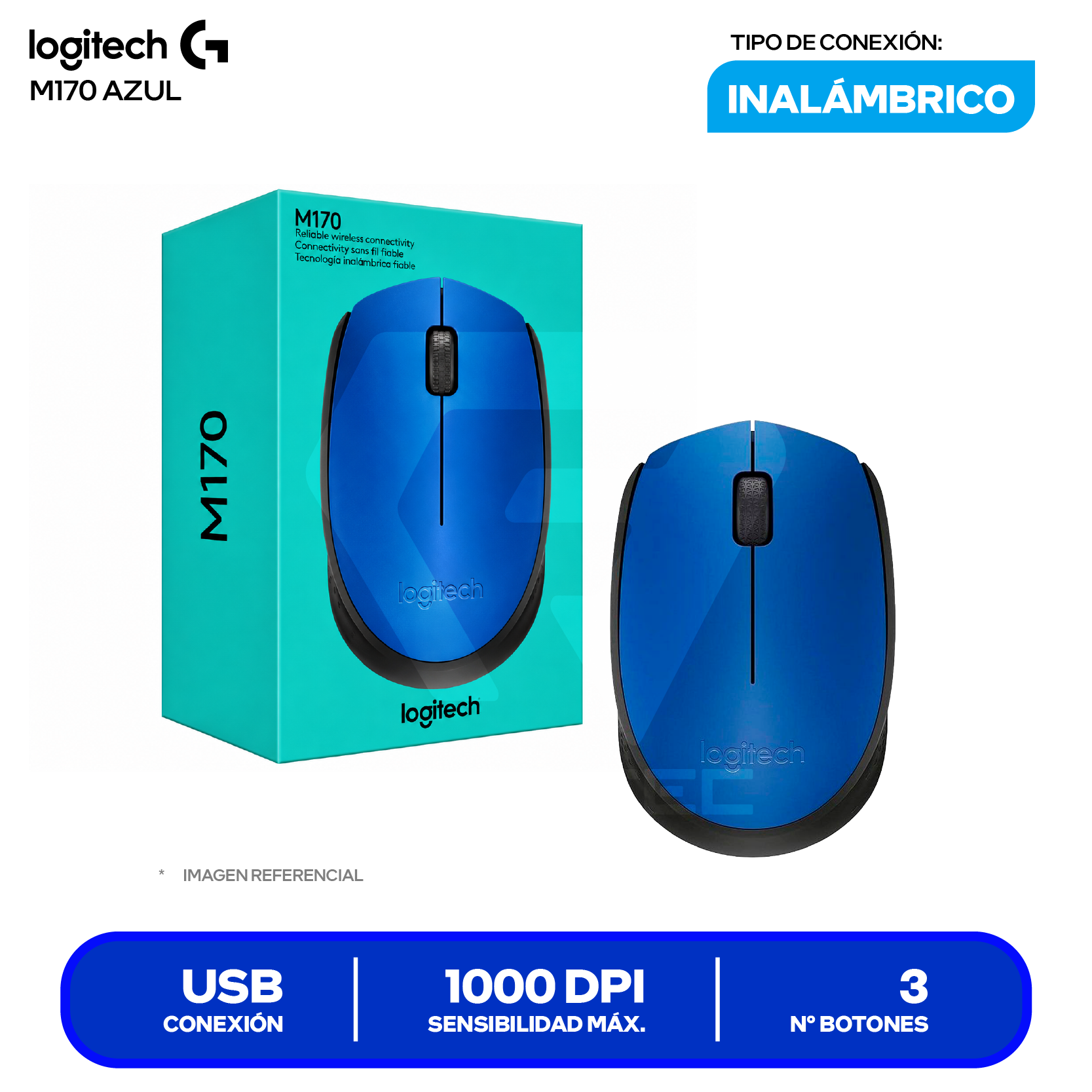Mouse Gamer Inalámbrico Logitech ( 910-004800 ) Azul 1000 DPI