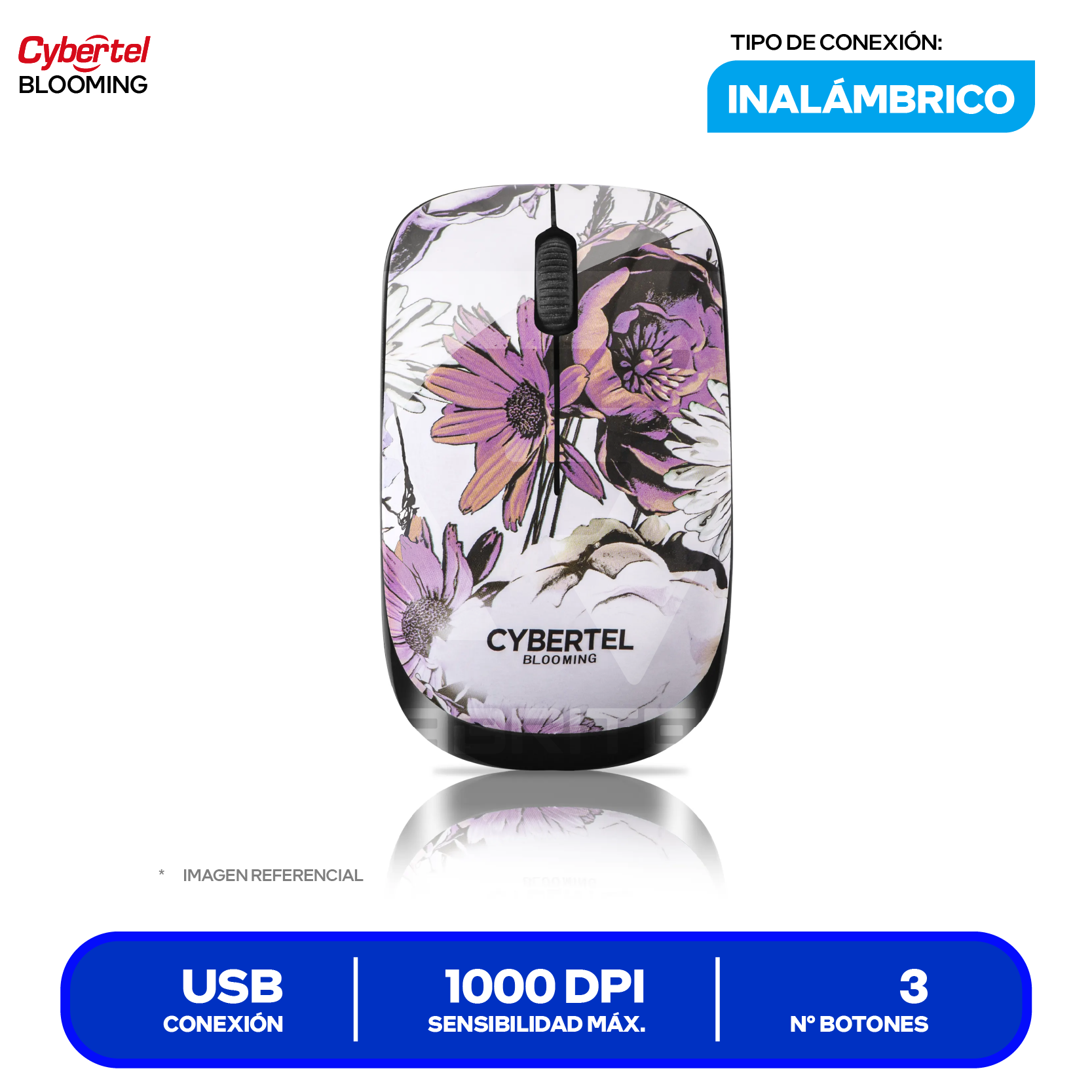 Mouse Inalámbrico Cybertel Blooming ( CYB M309 ) 1000 DPI