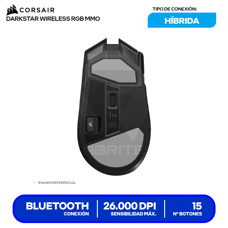 Mouse Gamer Inalámbrico Corsair Darkstar (CH-931A011-NA) Negro 26K DPI