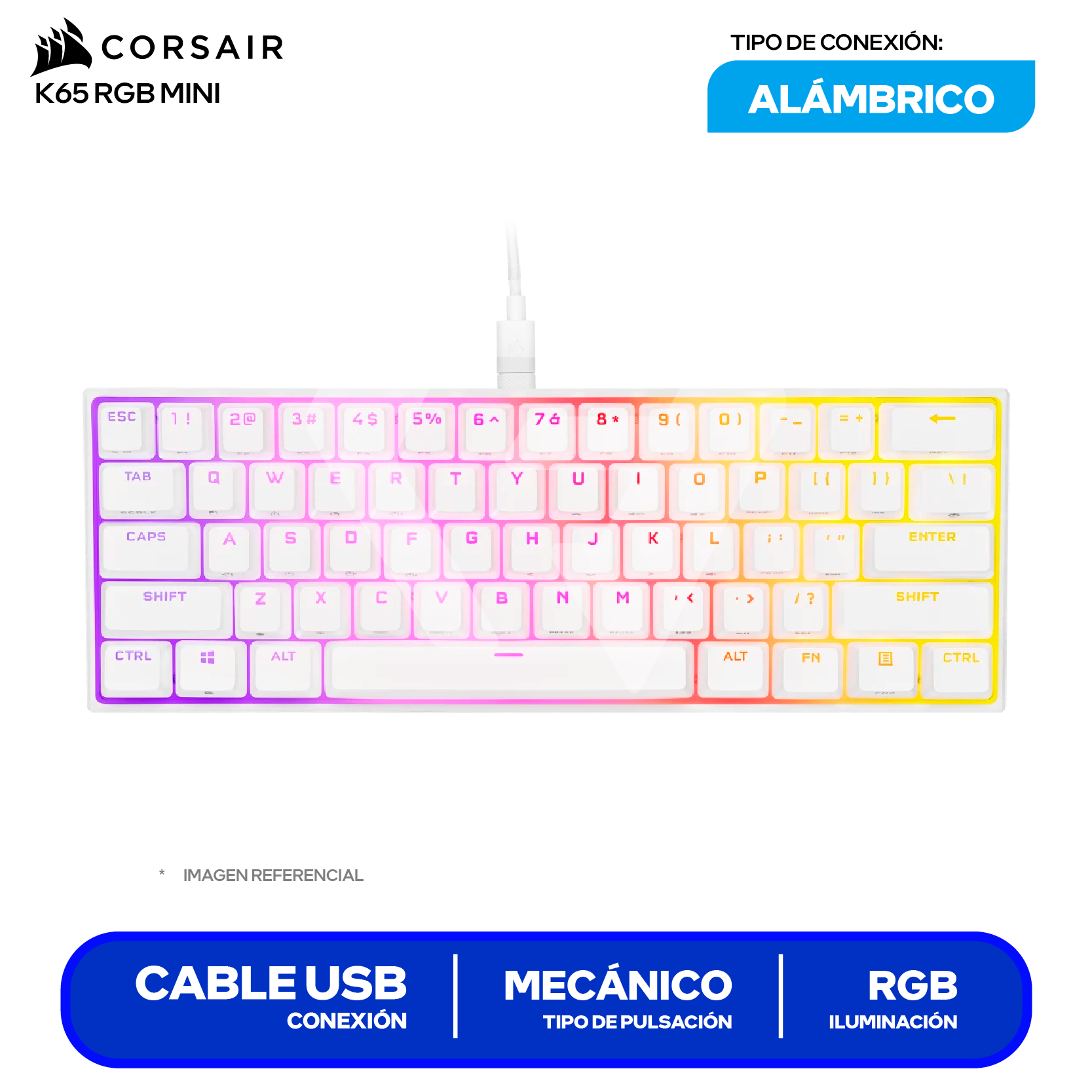 Teclado Gamer Corsair K65 RGB MINI ( CH-9194114-NA ) Mecánico RGB