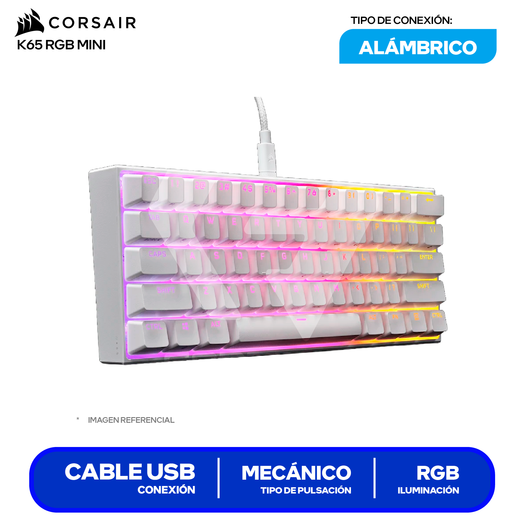 Teclado Gamer Corsair K65 RGB MINI ( CH-9194114-NA ) Mecánico RGB