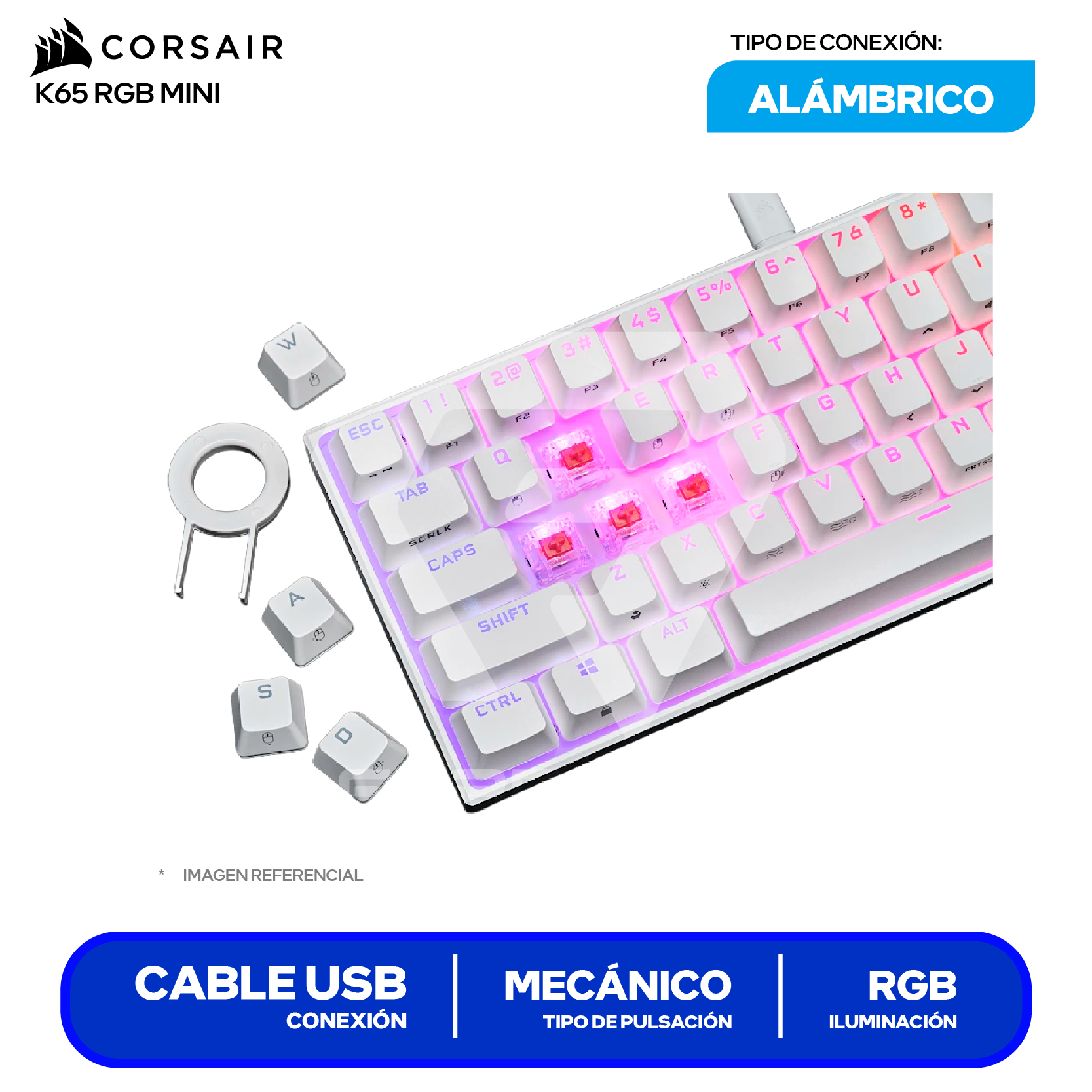 Teclado Gamer Corsair K65 RGB MINI ( CH-9194114-NA ) Mecánico RGB