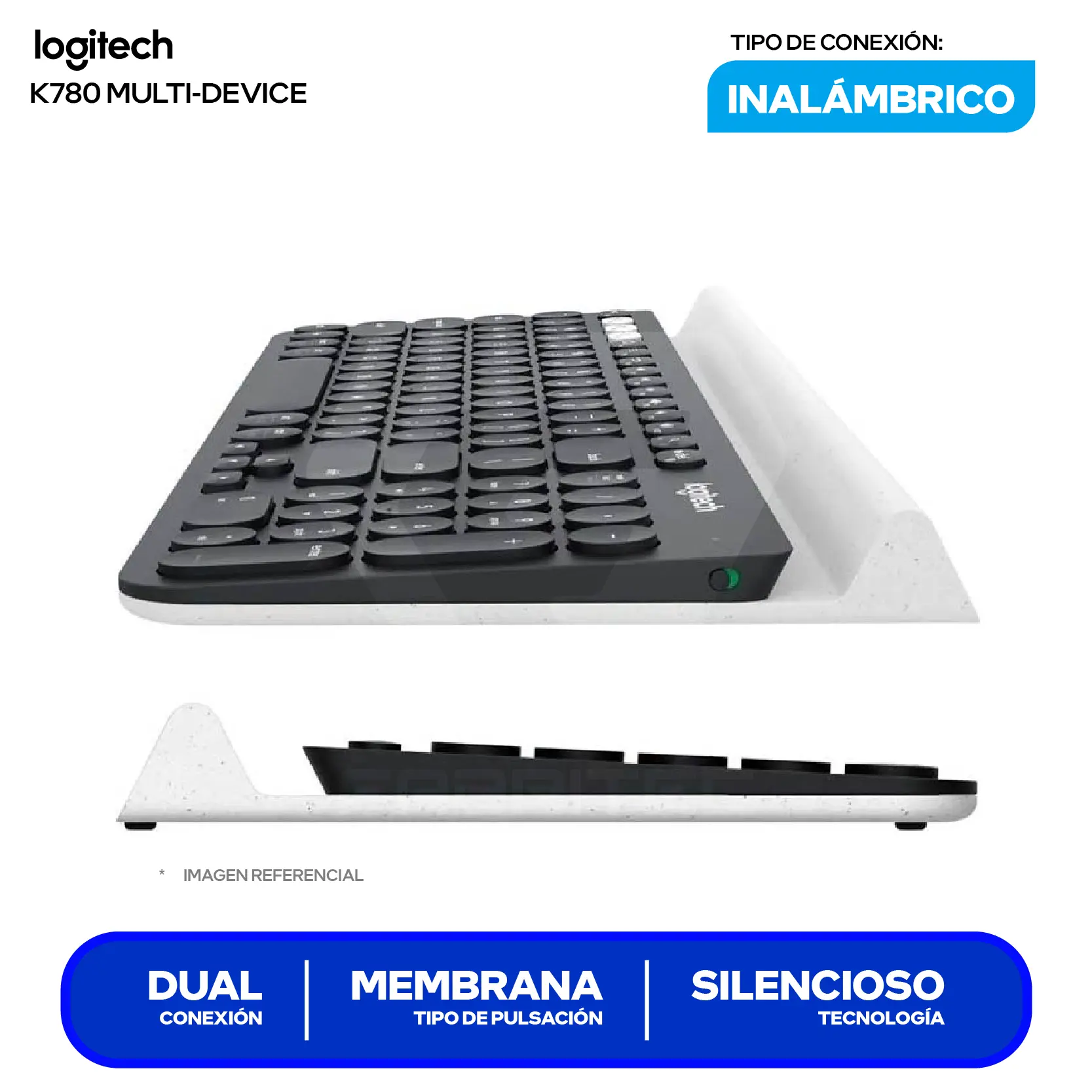 Teclado  Inalámbrico K780 Multi-Device Logitech ( 920-008026 ) Membrana