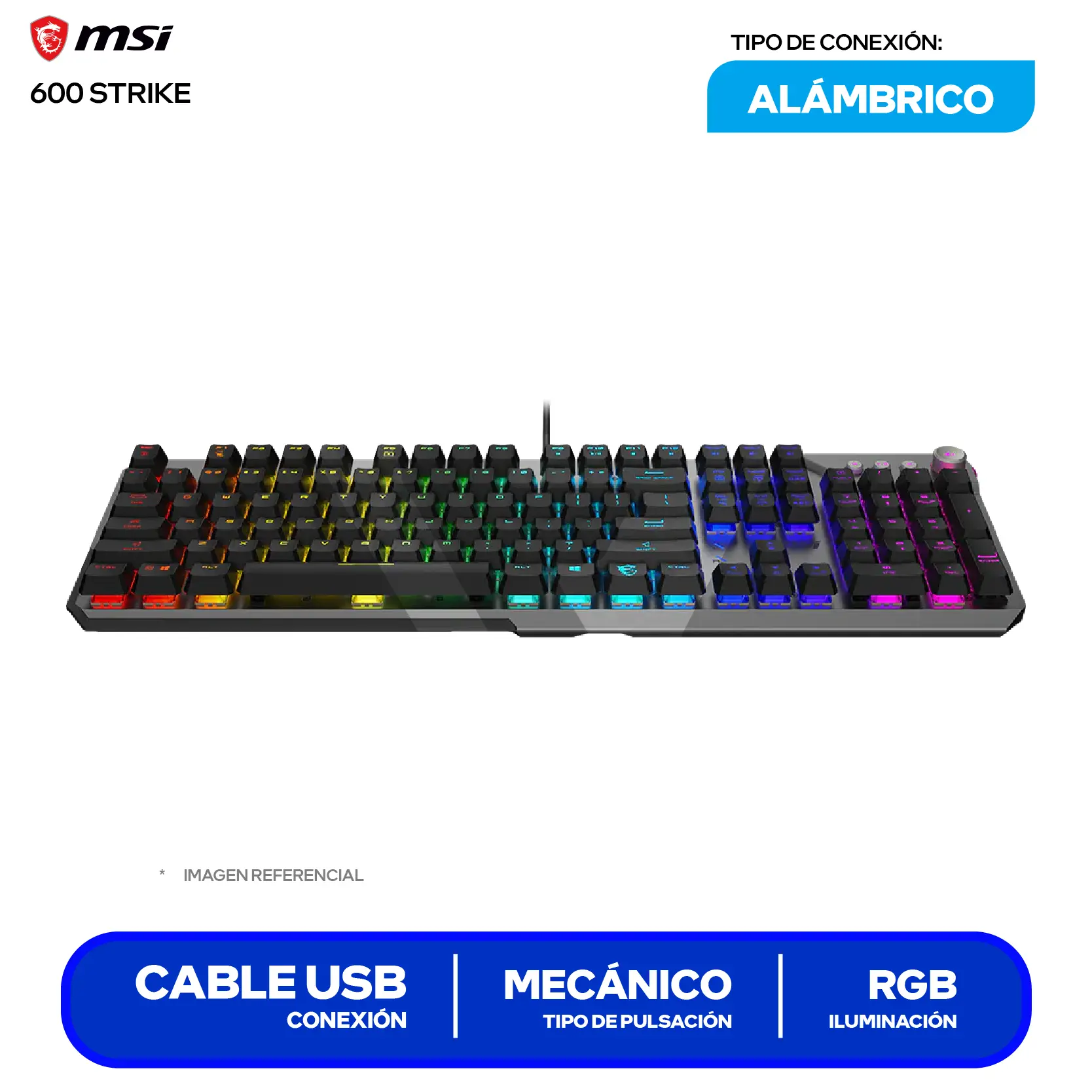 Teclado Gamer MSI Strike 600 ( STRIKE 600 SILENT US ) Mecánico