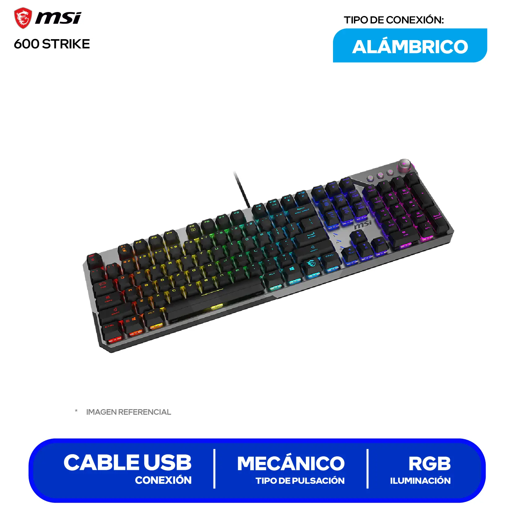 Teclado Gamer MSI Strike 600 ( STRIKE 600 SILENT US ) Mecánico