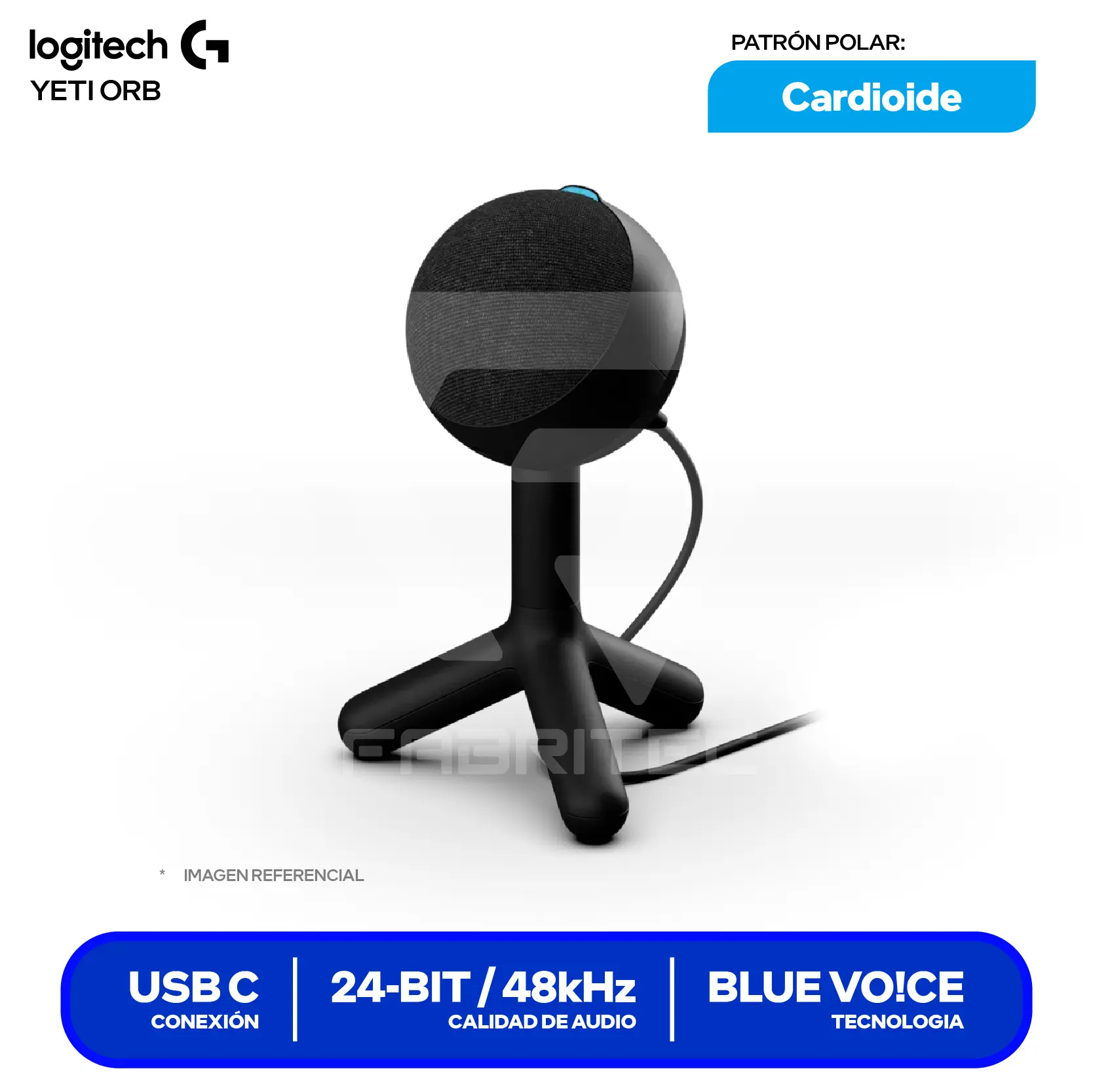 Micrófono Logitech G Yeti Orb Negro (988-000550) USB-C, RGB