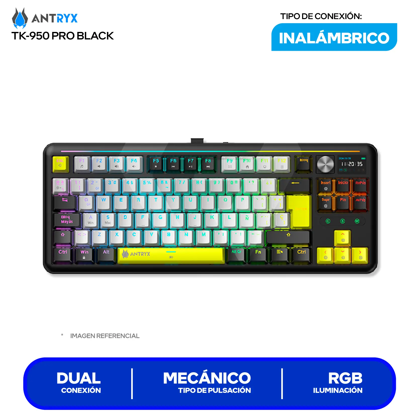 Teclado Gamer Inalámbrico Antryx TK950 PRO Black ( ATK-950PKGRE-SP ) Switch Red, Mecánico