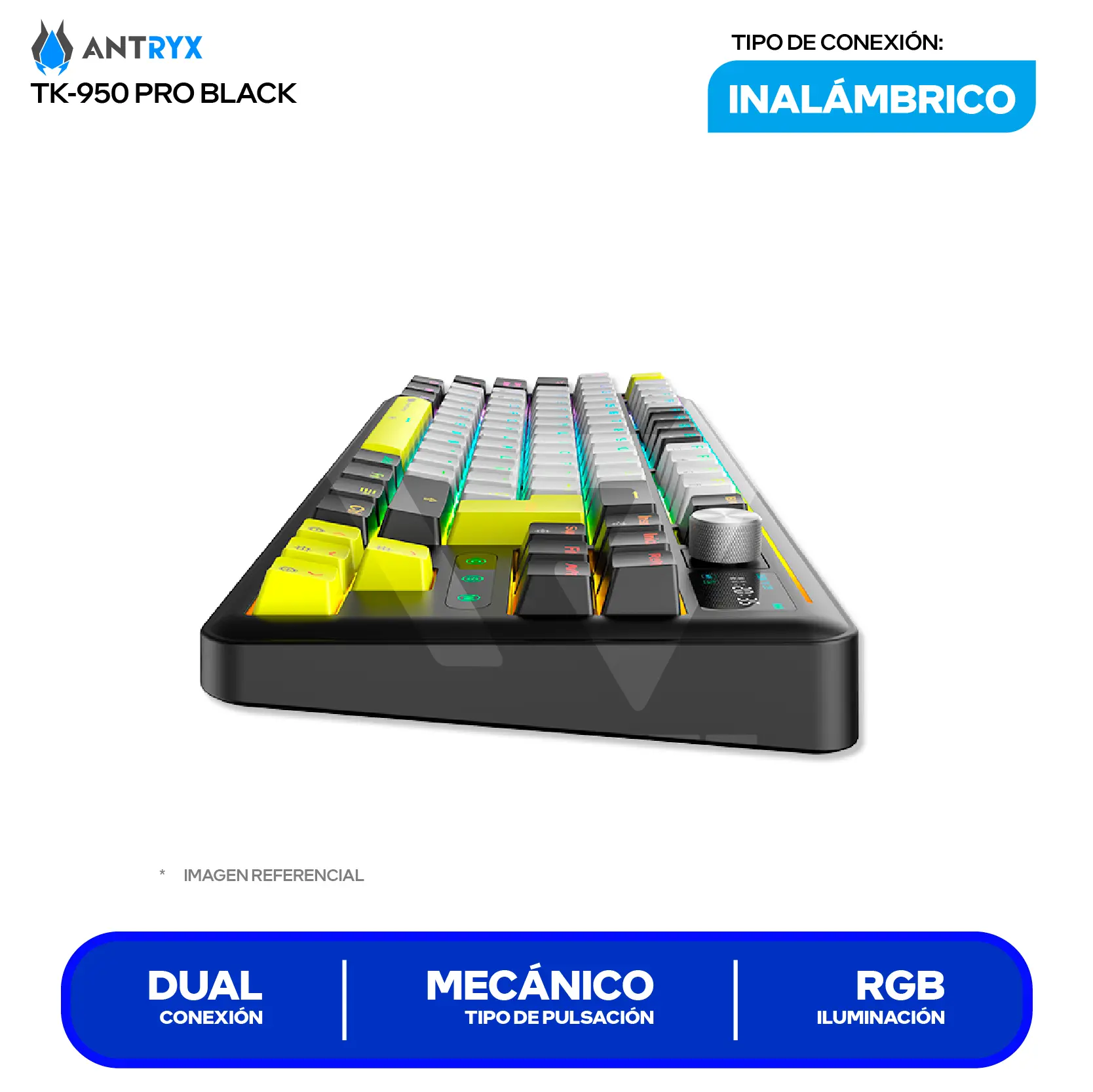 Teclado Gamer Inalámbrico Antryx TK950 PRO Black ( ATK-950PKGRE-SP ) Switch Red, Mecánico