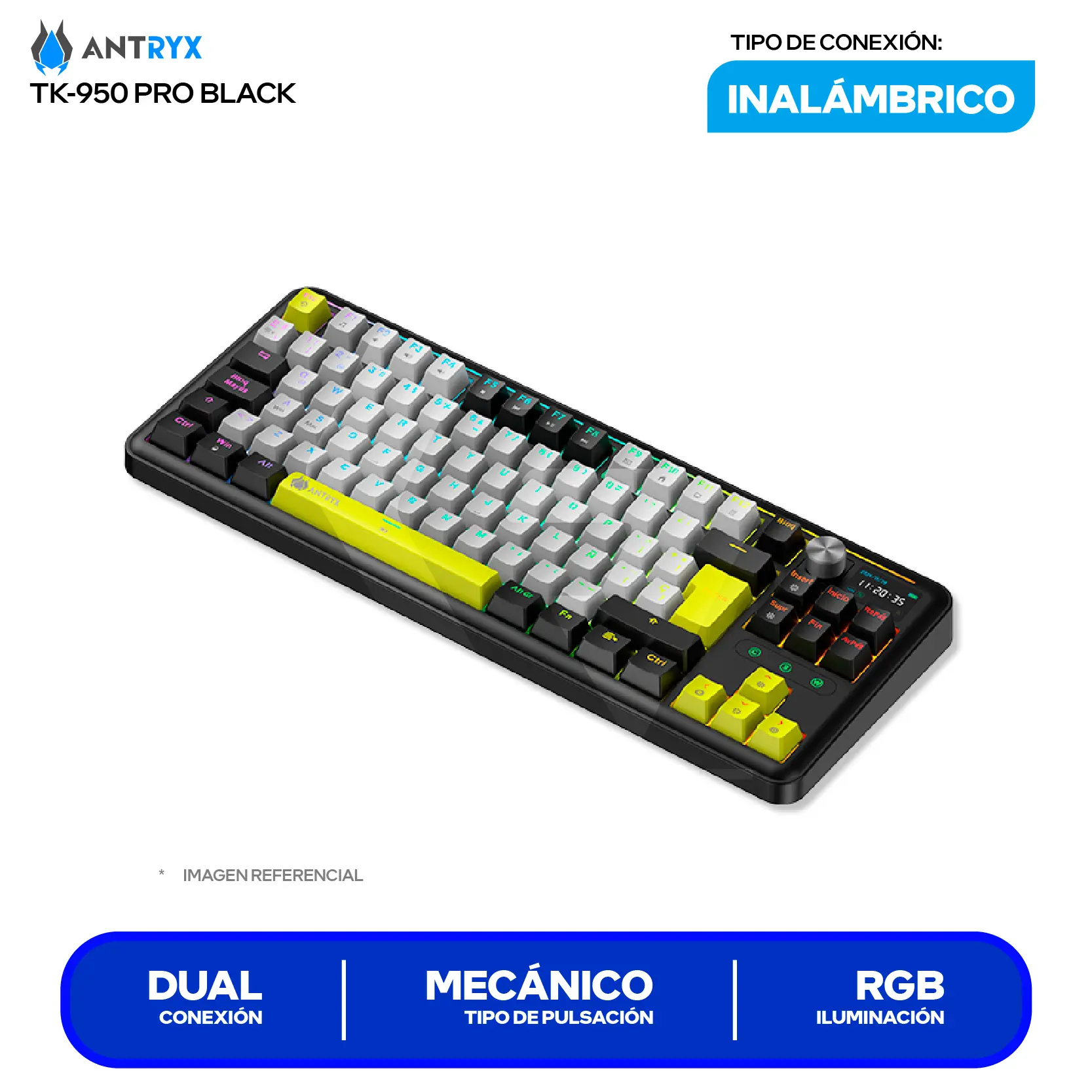 Teclado Gamer Inalámbrico Antryx TK950 PRO Black ( ATK-950PKGRE-SP ) Switch Red, Mecánico