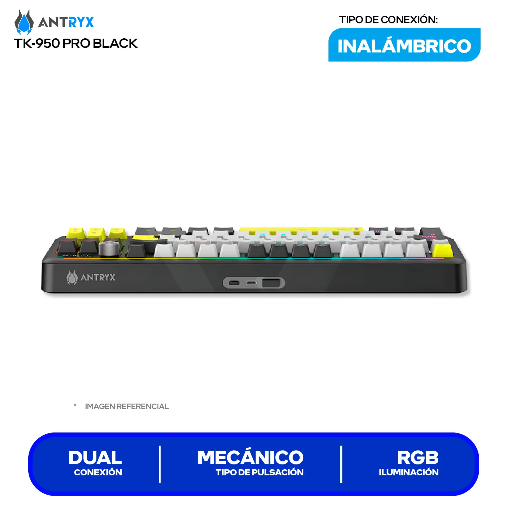 Teclado Gamer Inalámbrico Antryx TK950 PRO Black ( ATK-950PKGRE-SP ) Switch Red, Mecánico