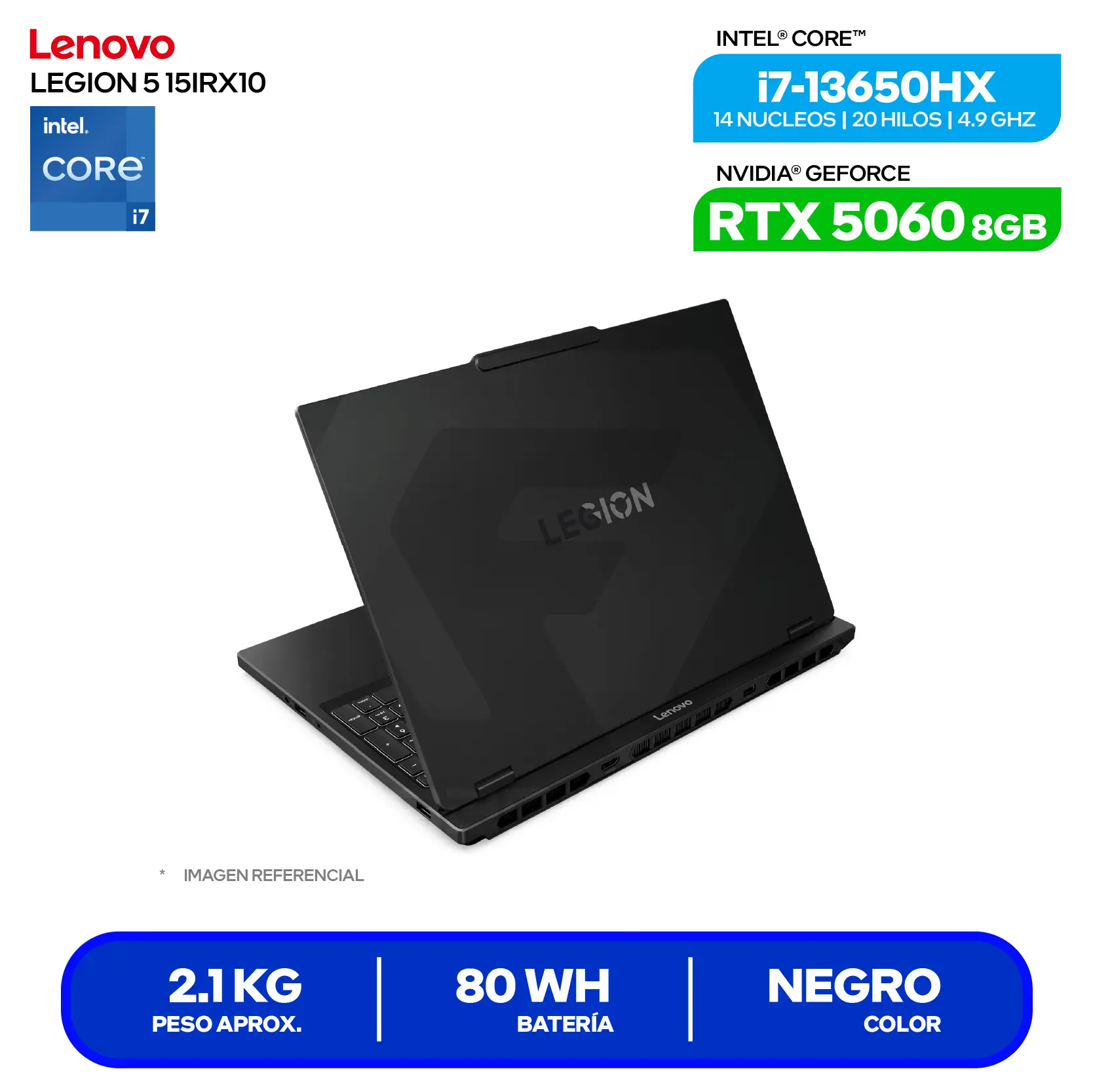 Laptop Lenovo Legion 5 15IRX10 (83LY00SRLM) Core i7-13650HX, 16GB RAM, 1TB SSD, RTX 5060 8GB, 15.3" WUXGA