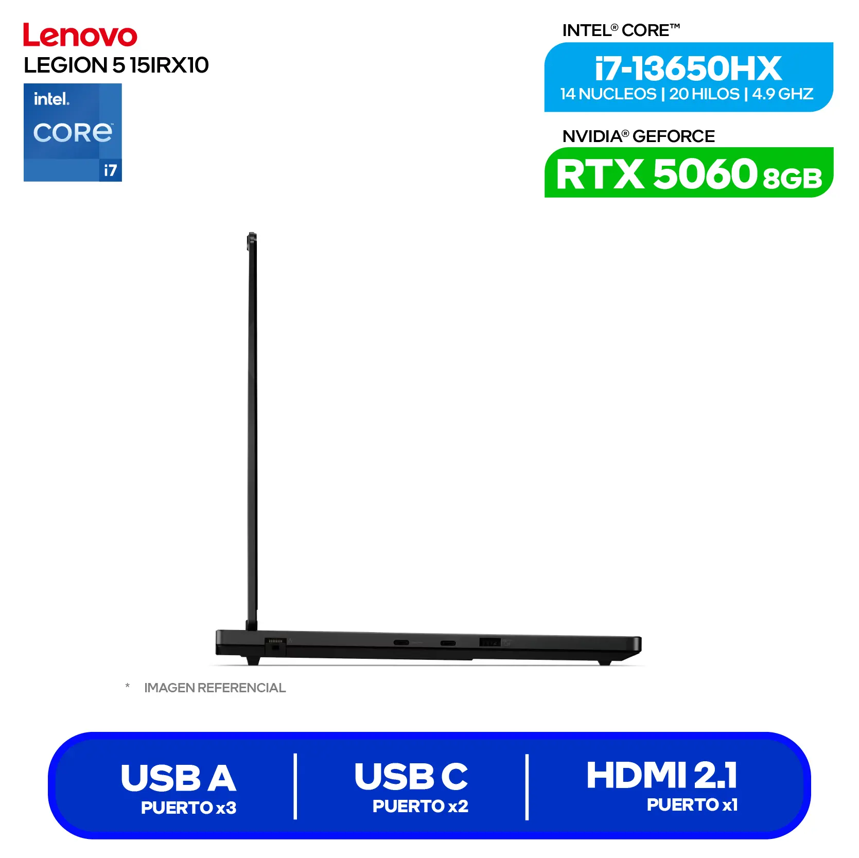 Laptop Lenovo Legion 5 15IRX10 (83LY00SRLM) Core i7-13650HX, 16GB RAM, 1TB SSD, RTX 5060 8GB, 15.3" WUXGA