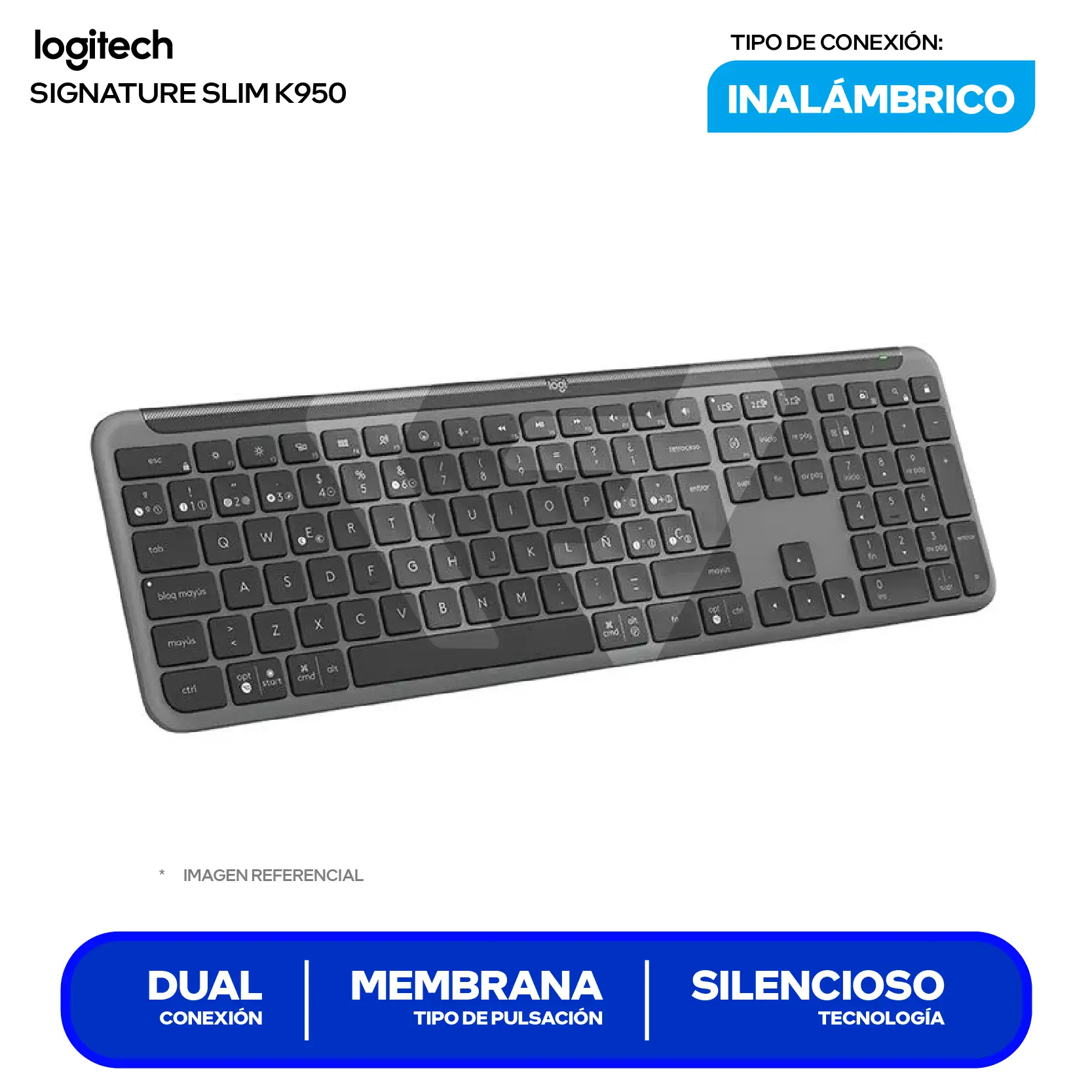 Teclado Inalámbrico Logitech Signature Slim K950 Negro ( 920-012432 ) Membrana