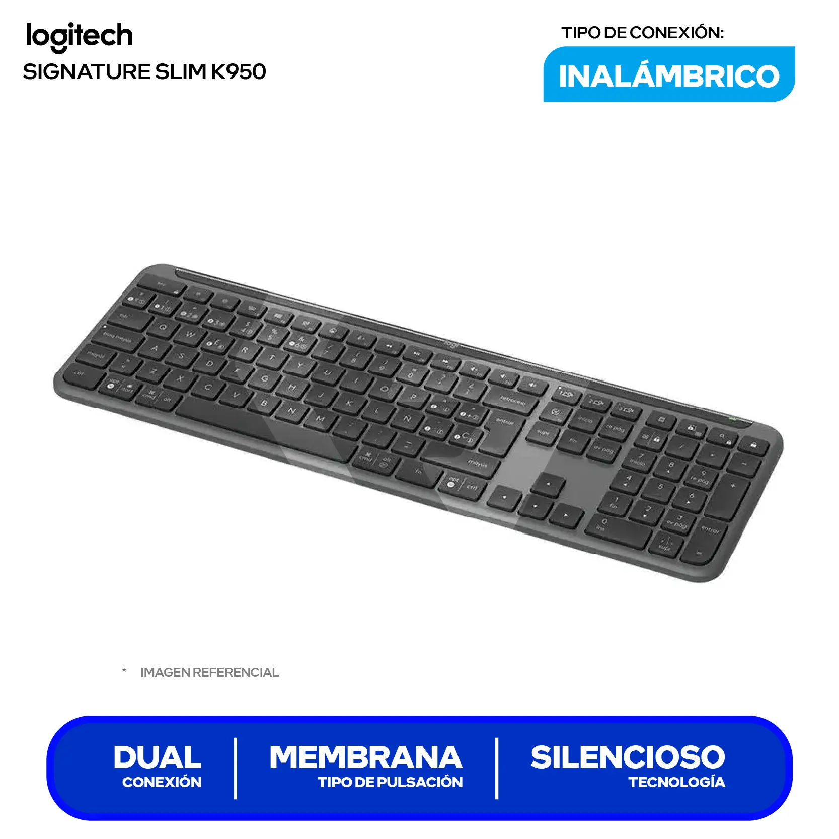 Teclado Inalámbrico Logitech Signature Slim K950 Negro ( 920-012432 ) Membrana