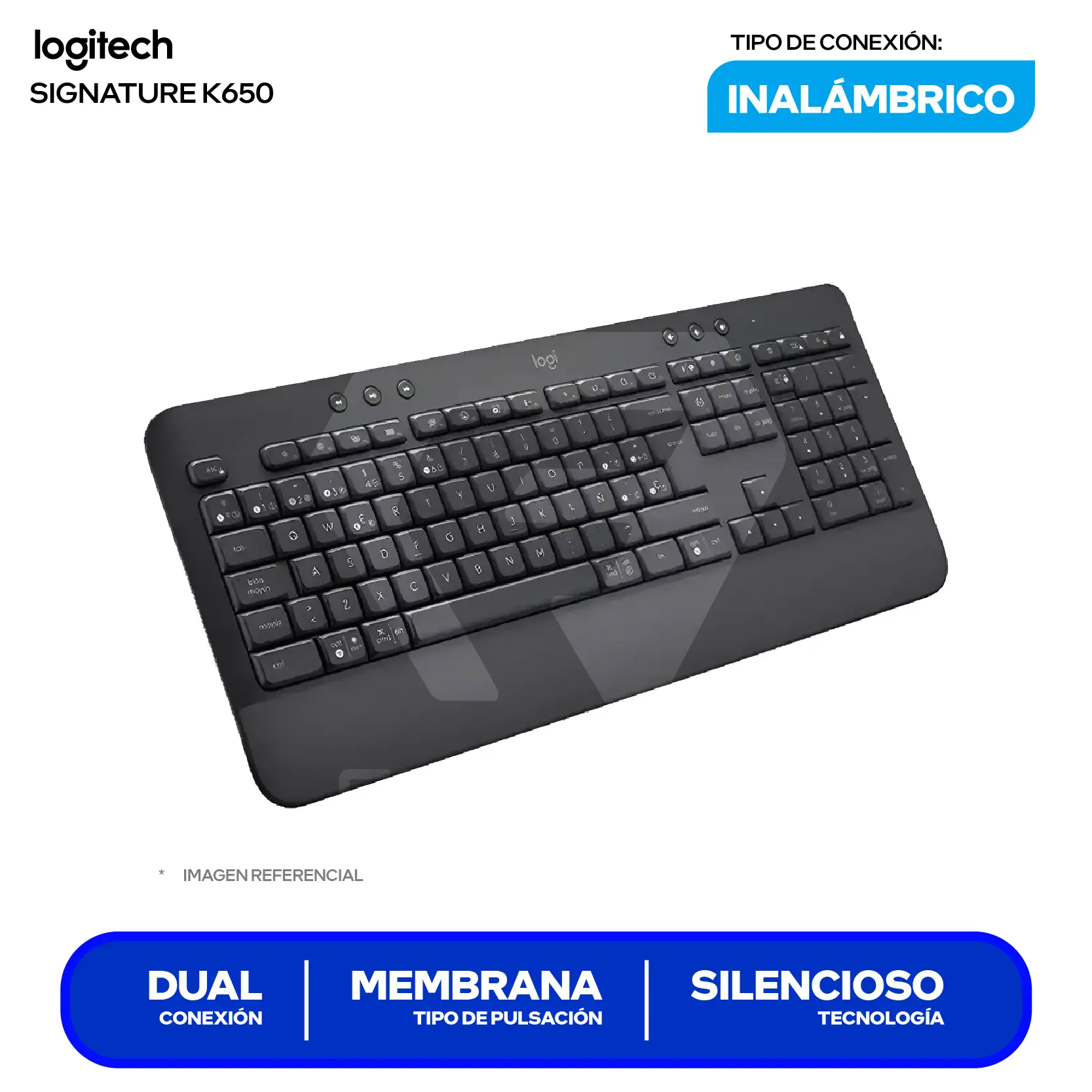 Teclado Inalámbrico Logitech Signature K650 Negro ( 920-010910 ) Membrana