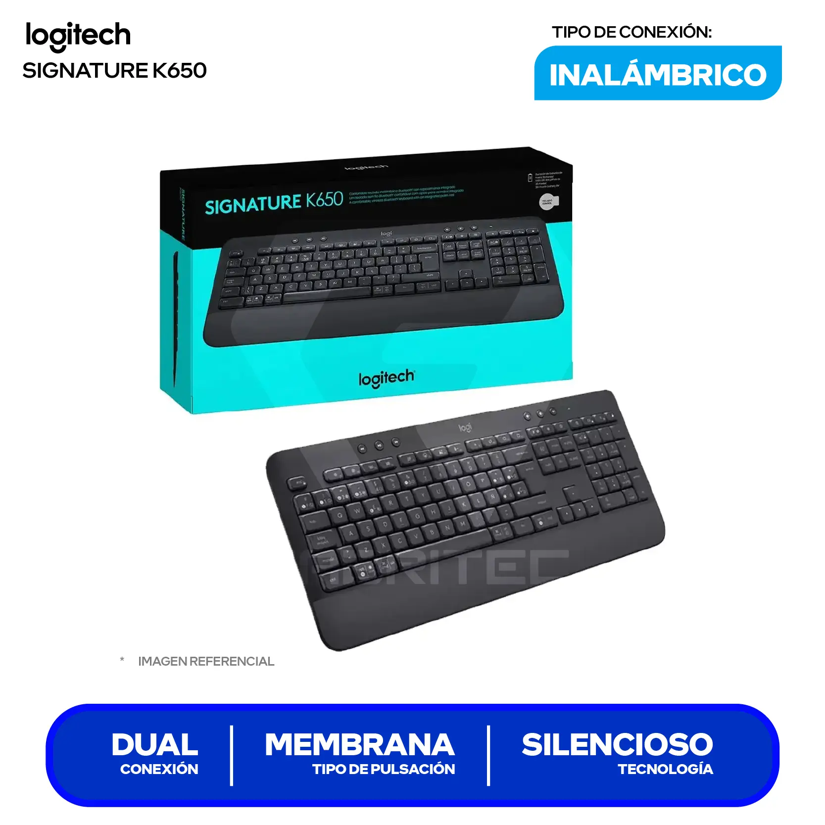 Teclado Inalámbrico Logitech Signature K650 Negro ( 920-010910 ) Membrana