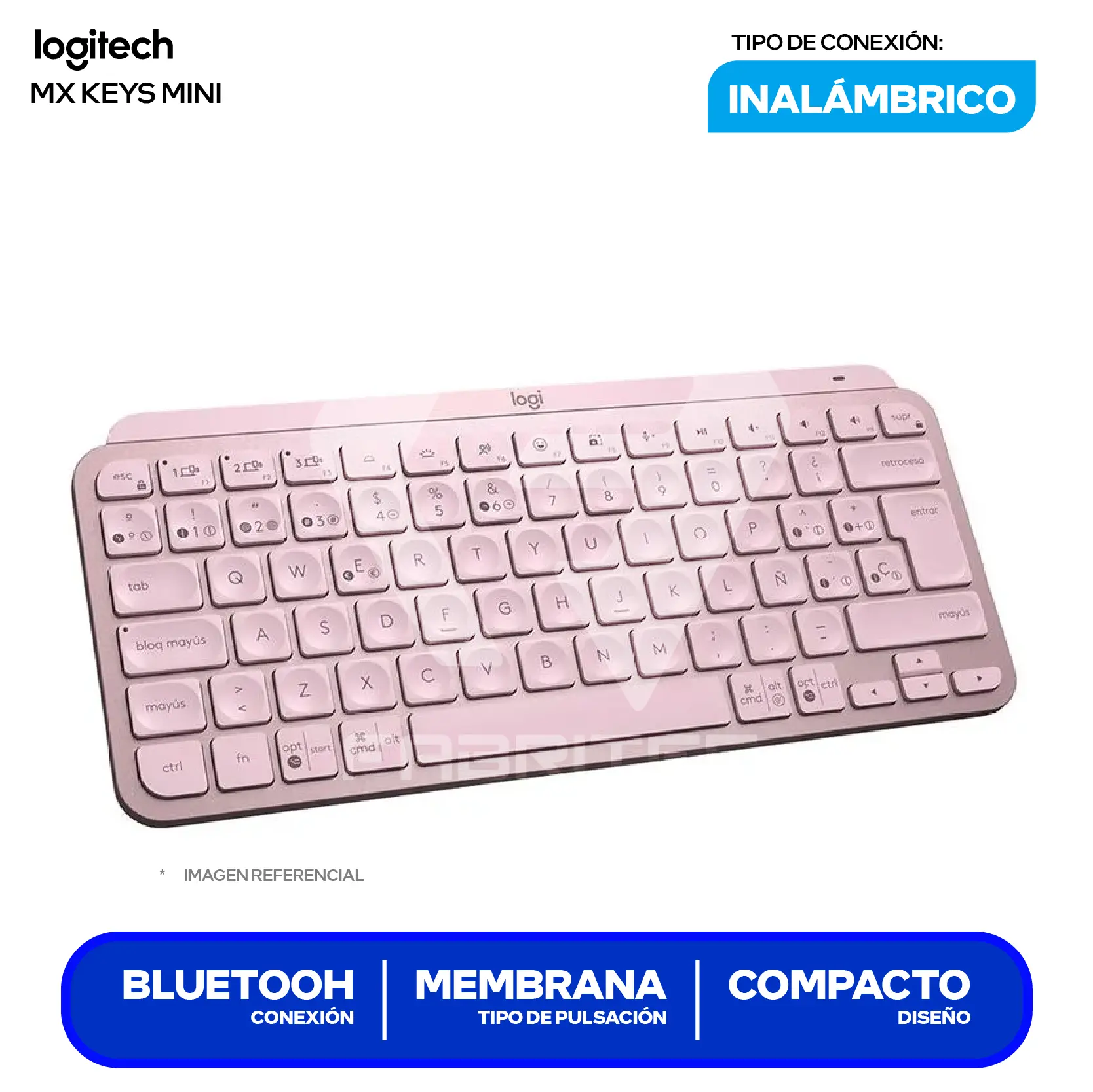 Teclado Inalámbrico Logitech SMX Keys Mini Rosa ( 920-010478 ) Membrana