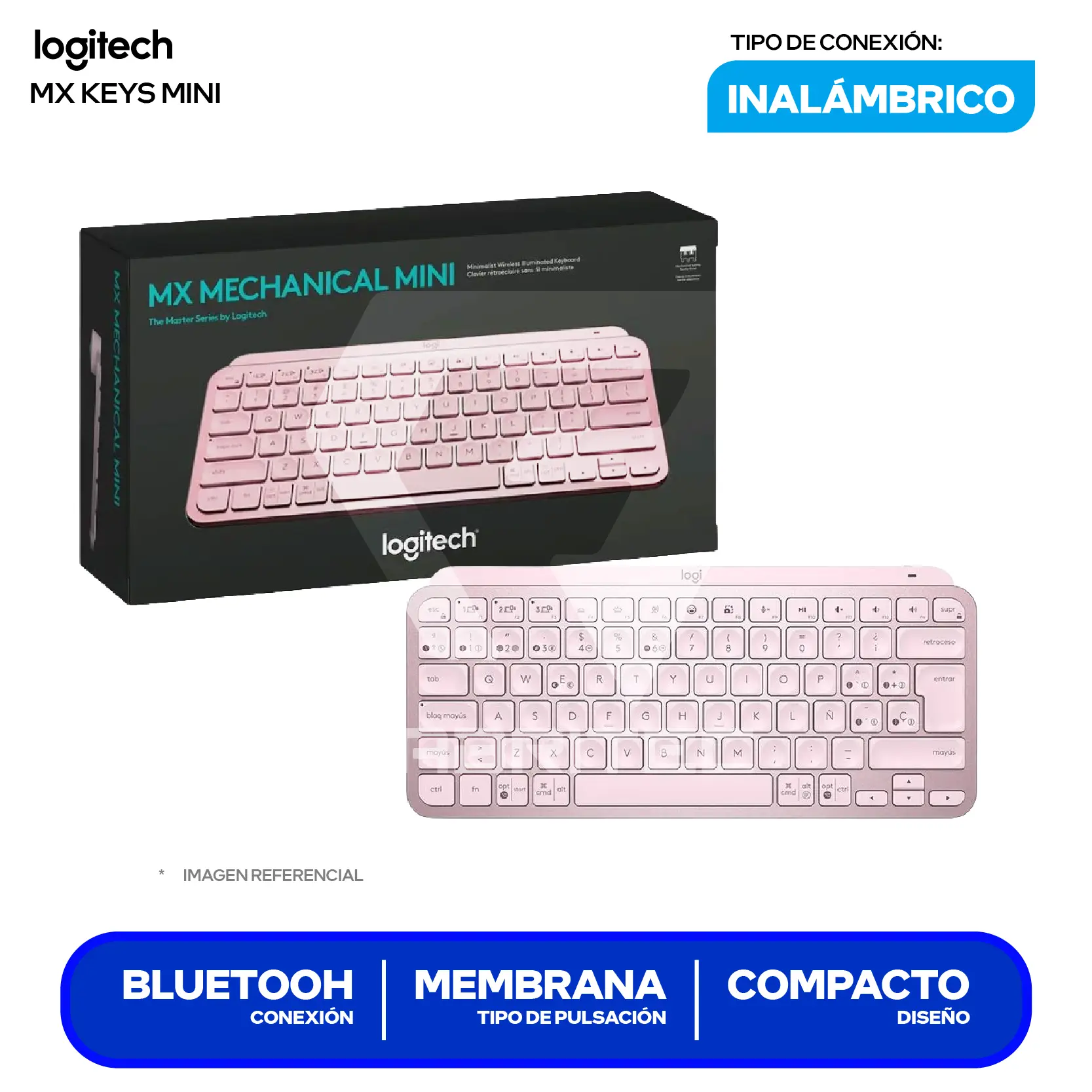 Teclado Inalámbrico Logitech SMX Keys Mini Rosa ( 920-010478 ) Membrana