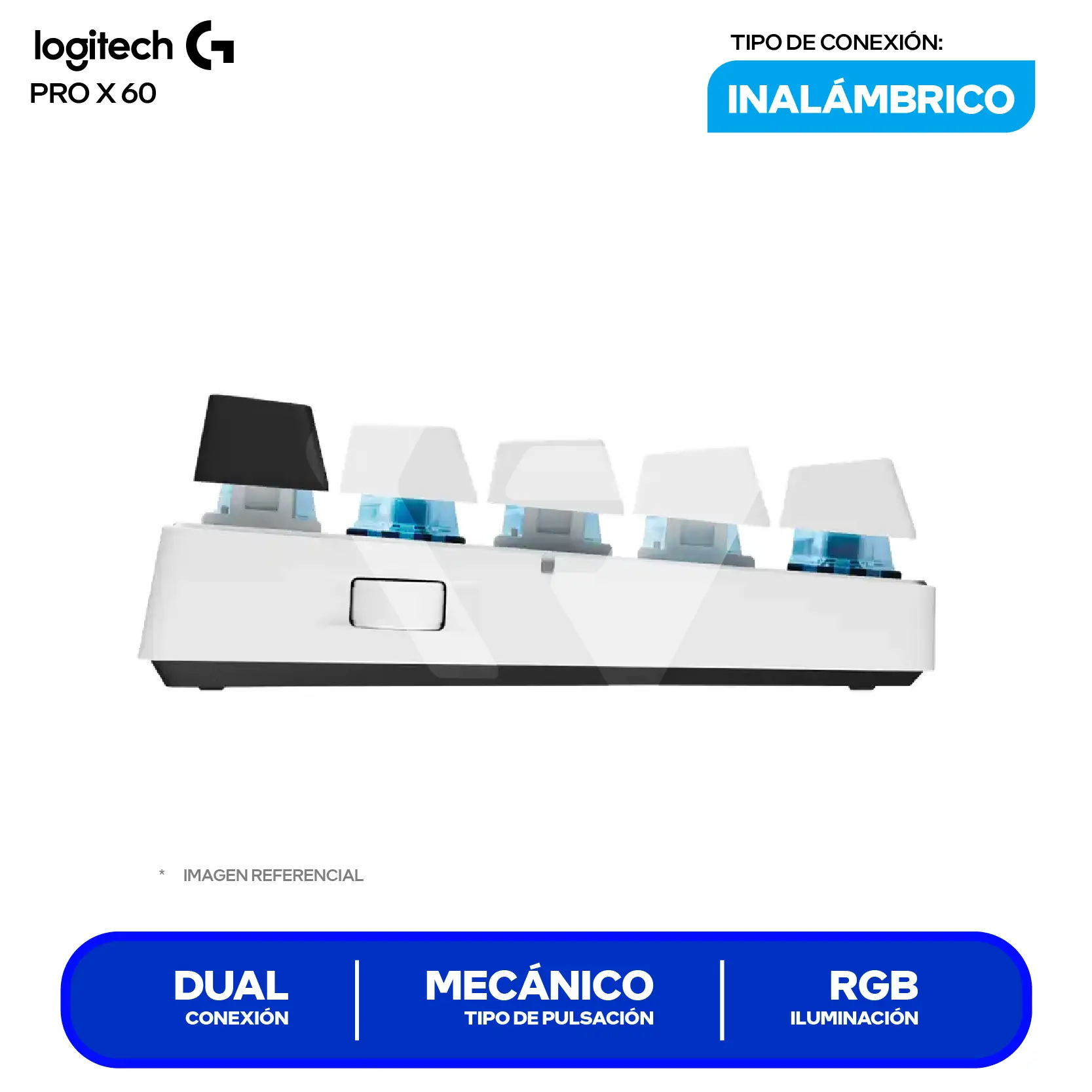 Teclado Inalámbrico Logitech PRO X 60 Lightspeed Blanco ( 920-011921 ) Mecánico