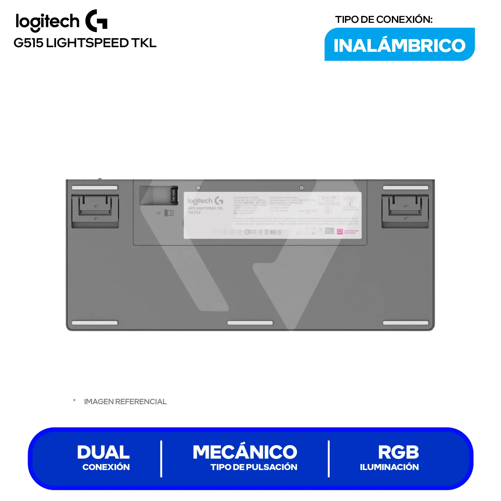 Teclado Gamer Inalámbrico Logitech G515 TKL Blanco ( 920-012535 ) Mecánico RGB