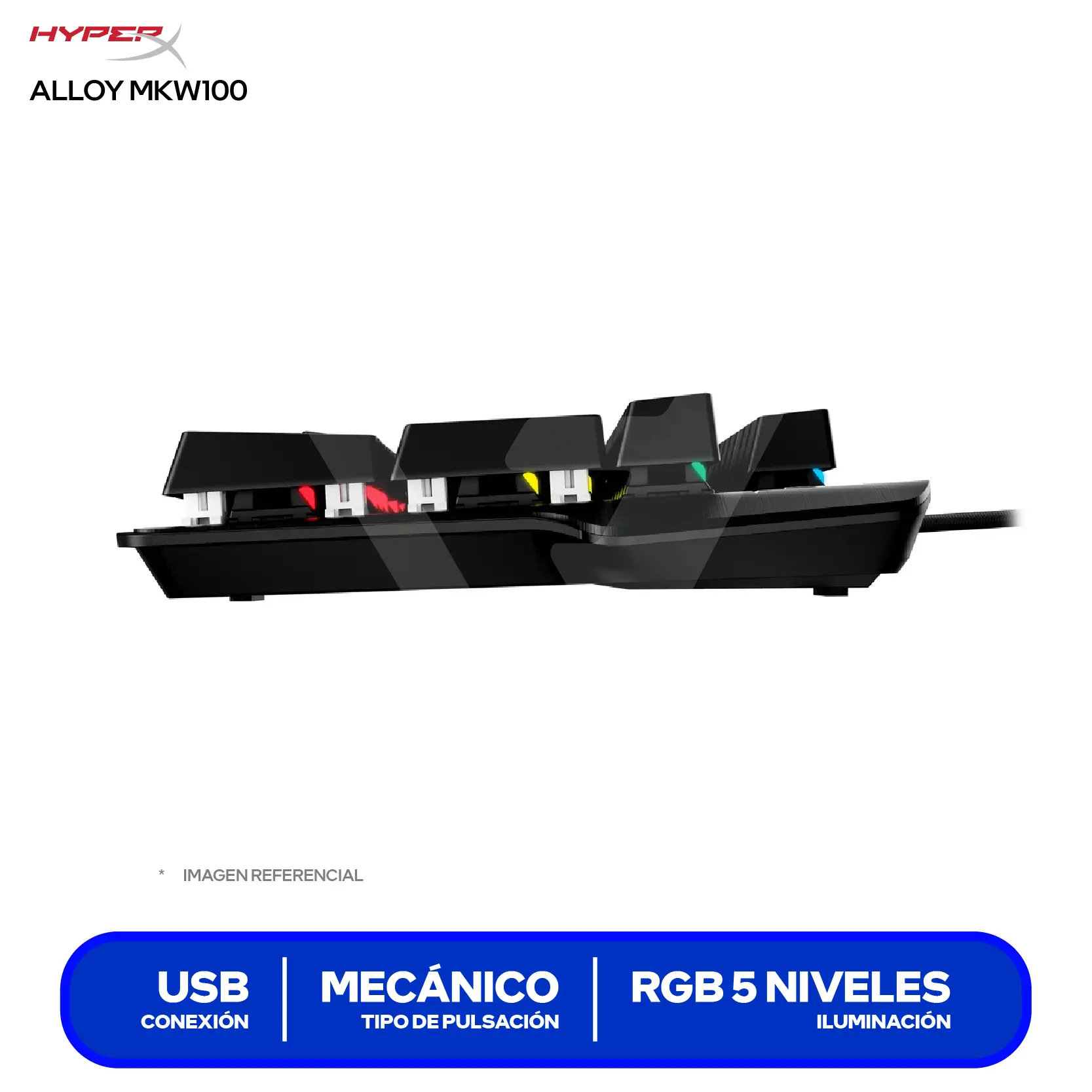 Teclado Gamer HyperX Alloy MKW100 (4P5E1AA#ABA) Mecánico, RGB, Switch Red, Inglés