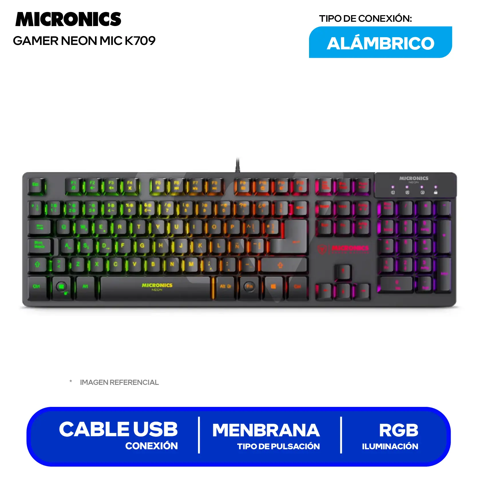 Teclado Gamer Logitech MIC K709 Negro ( MIC K709RGB ) Membrana RGB