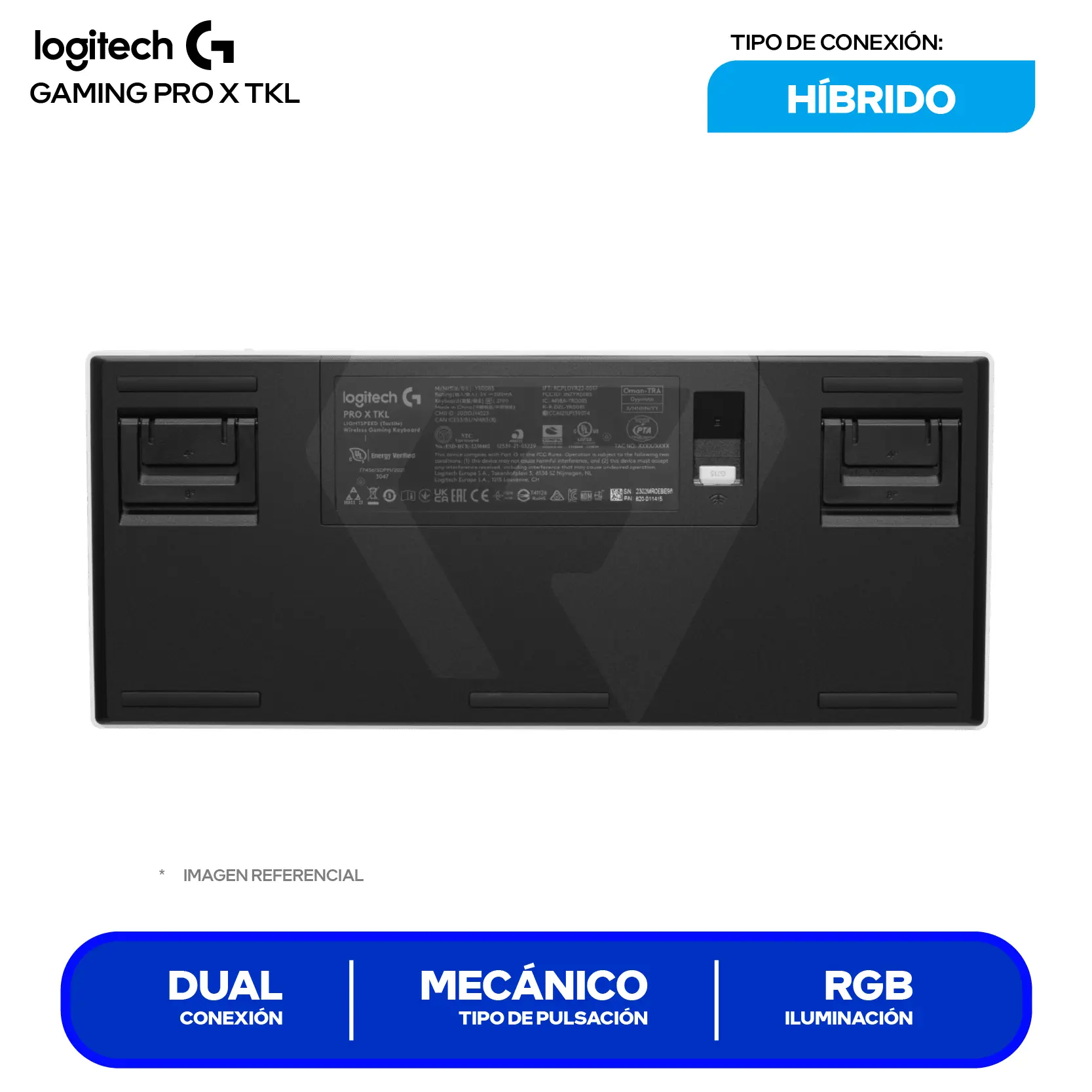 Teclado Gamer Inalámbrico Logitech  G PRO X TKL Lightspeed Blanco ( 920-012143 ) Mecánico RGB