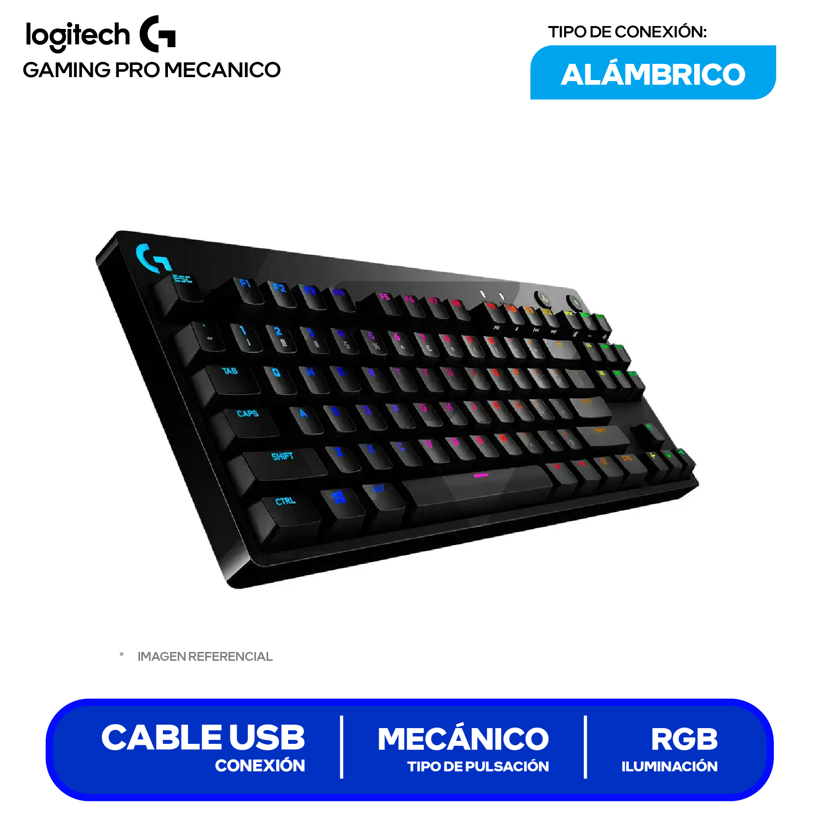 Teclado Gamer Logitech G PRO Negro ( 920-009388 ) Mecánico RGB