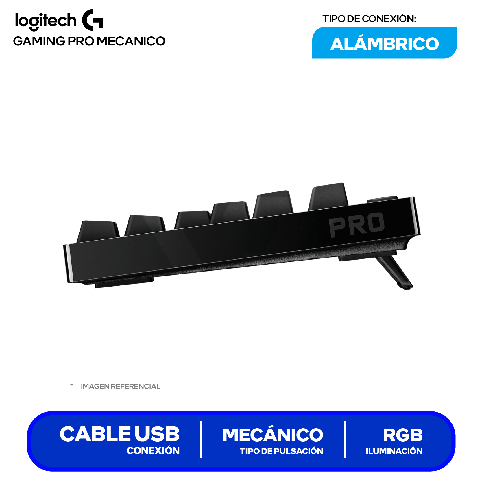 Teclado Gamer Logitech G PRO Negro ( 920-009388 ) Mecánico RGB