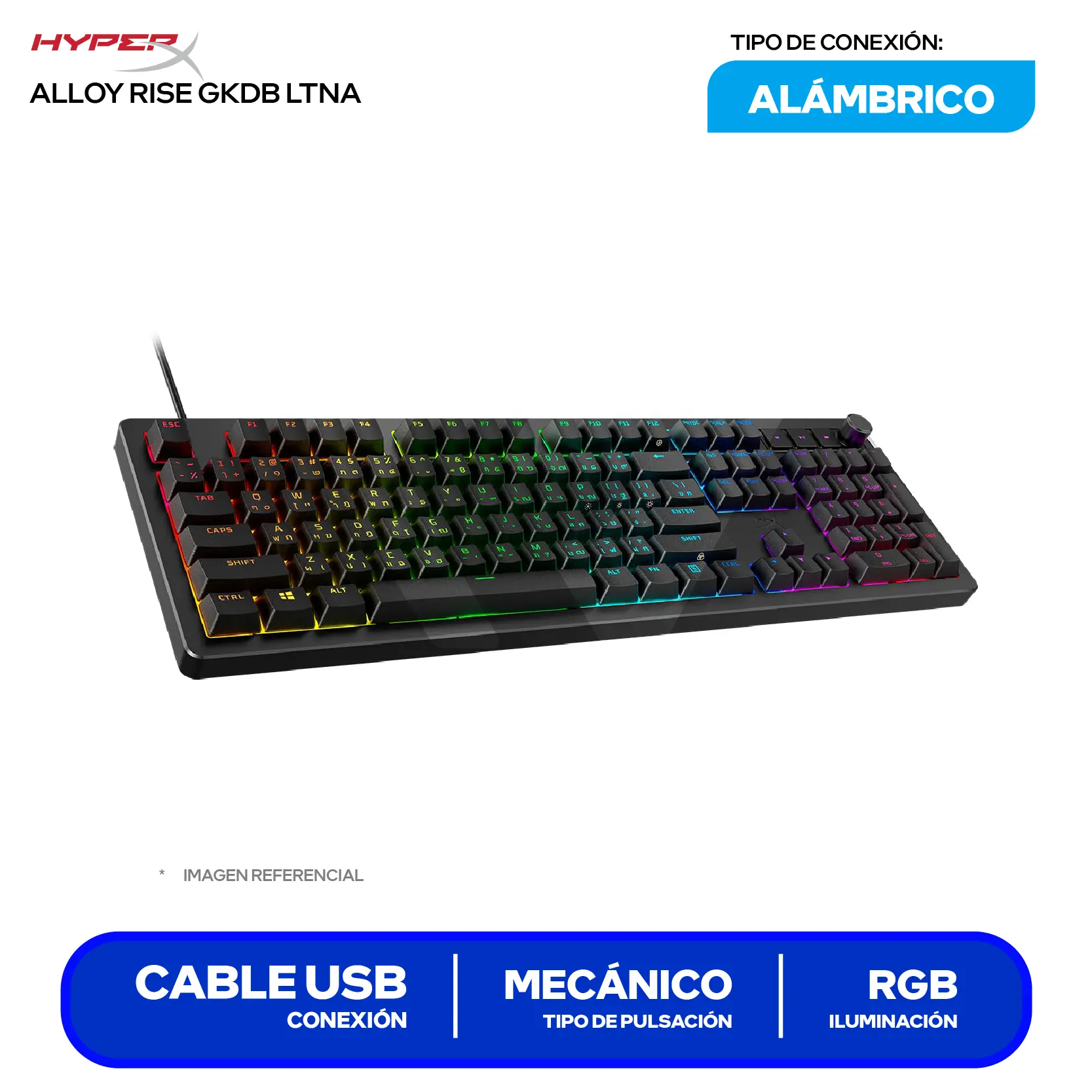 Teclado Gamer Hyperx Alloy Rise Negro ( 7G7A3AA ) Switch Red, Mecánico