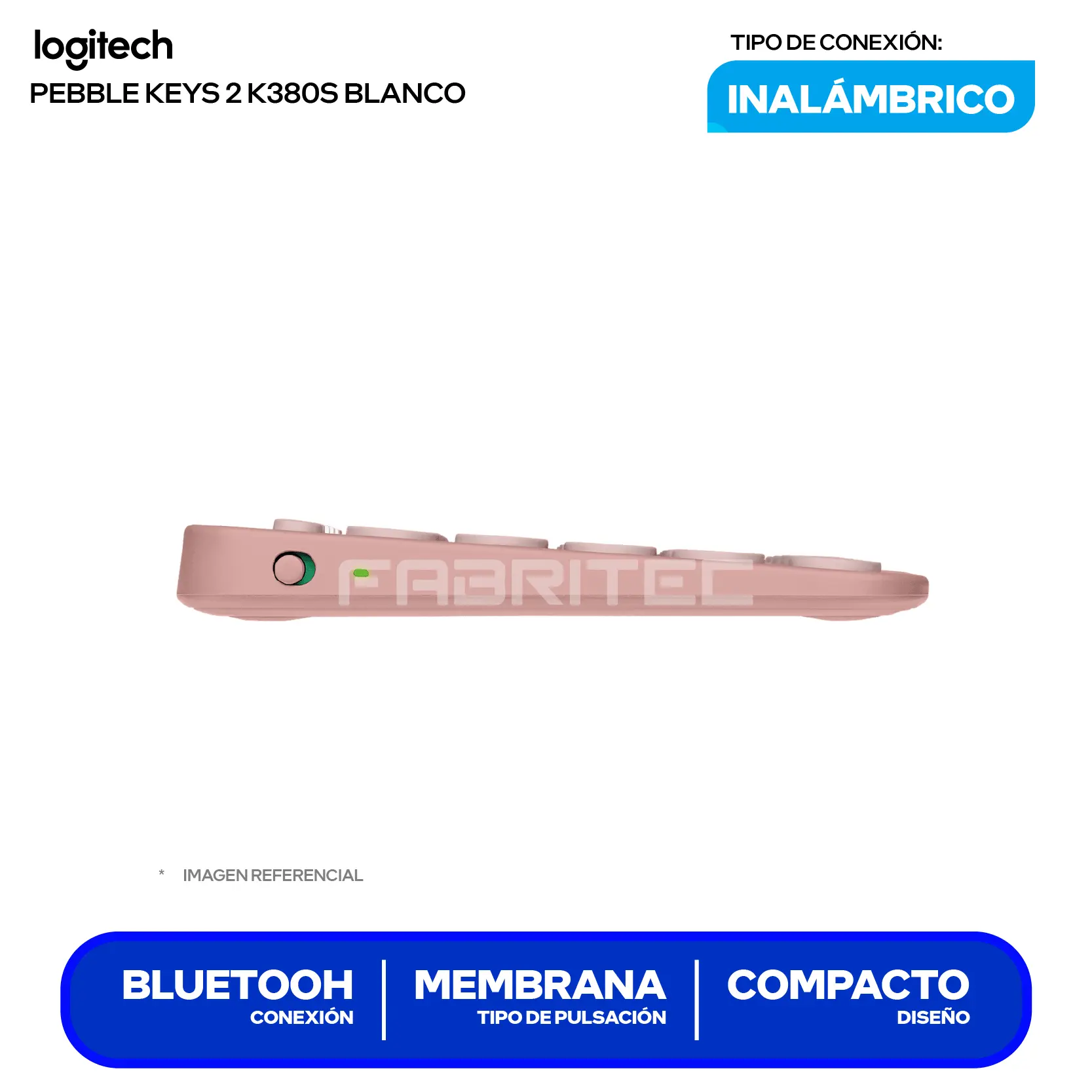 Teclado Inalámbrico Logitech Pebble Keys 2 K380s Rosa ( 920-011785 ) Membrana