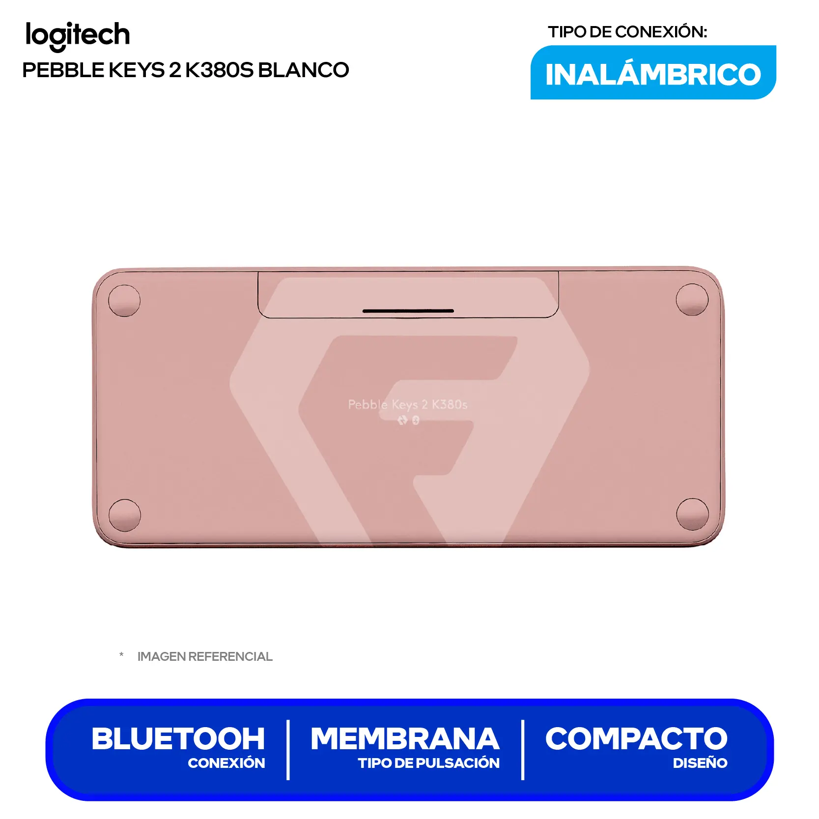 Teclado Inalámbrico Logitech Pebble Keys 2 K380s Rosa ( 920-011785 ) Membrana
