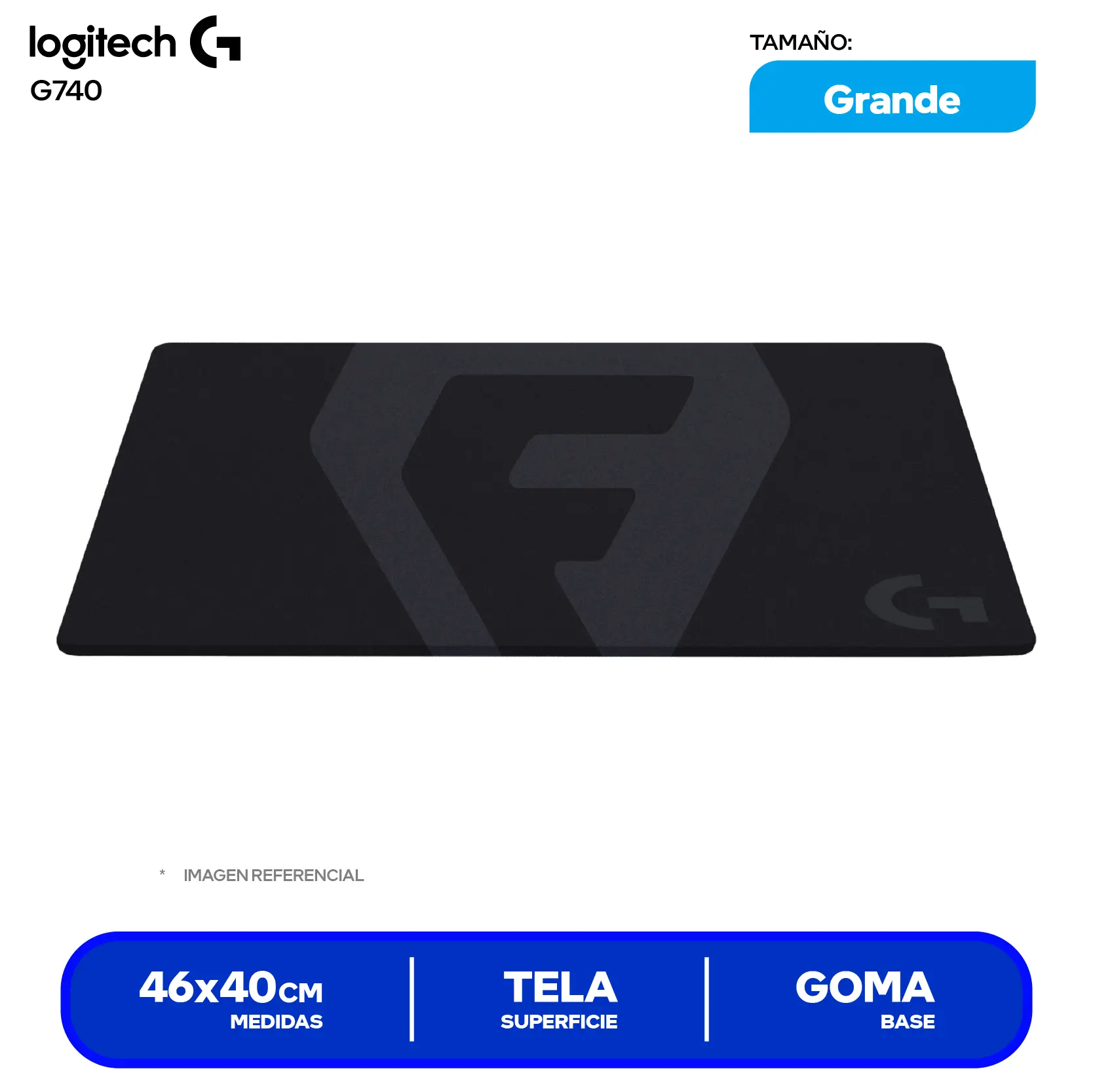 Pad Mouse Gamer Logitech G740 (G740) L, 460 x 400 x 5mm
