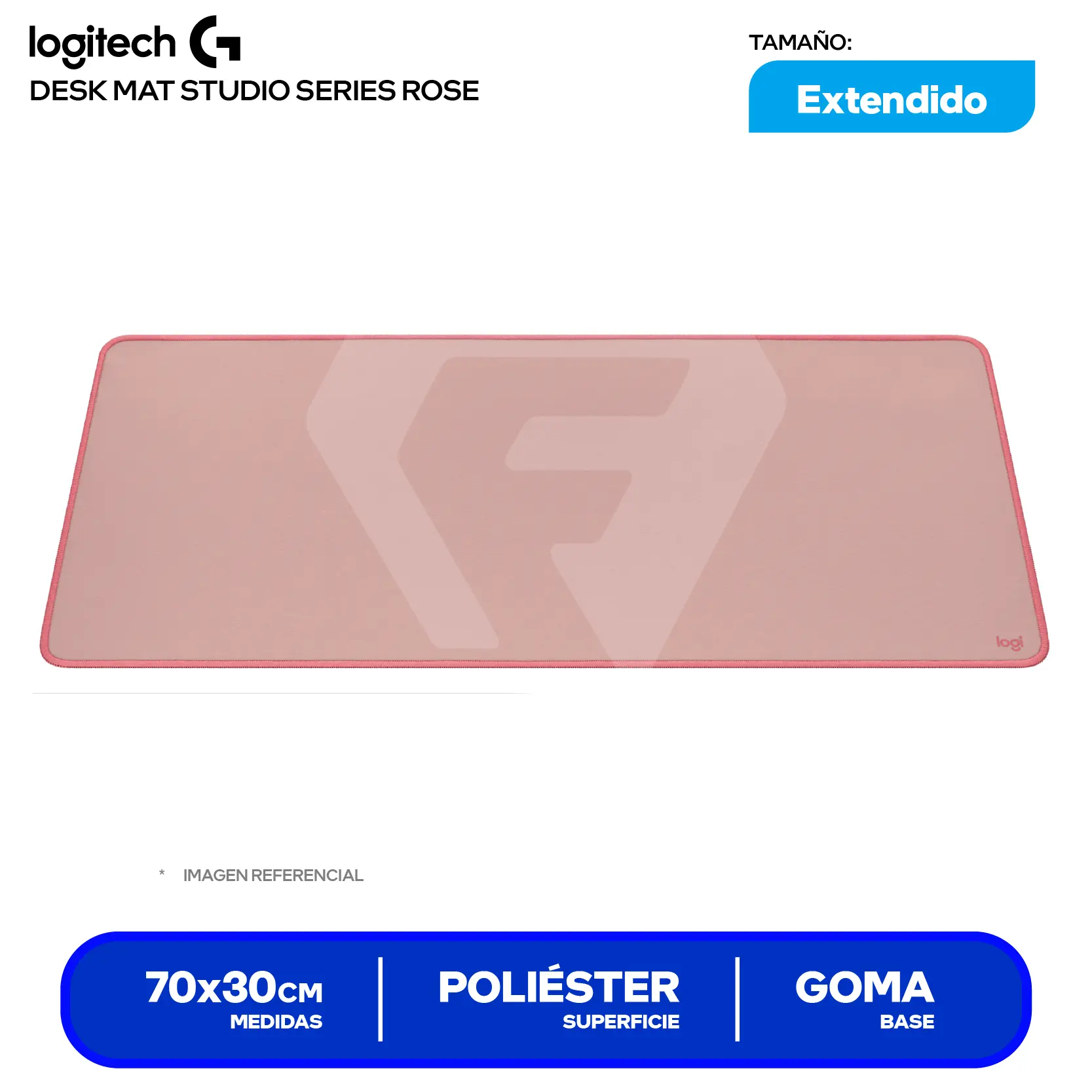 Pad Mouse Logitech Desk Mat Studio Series Rosa (956-000048) XL, 700 x 300 x 2mm