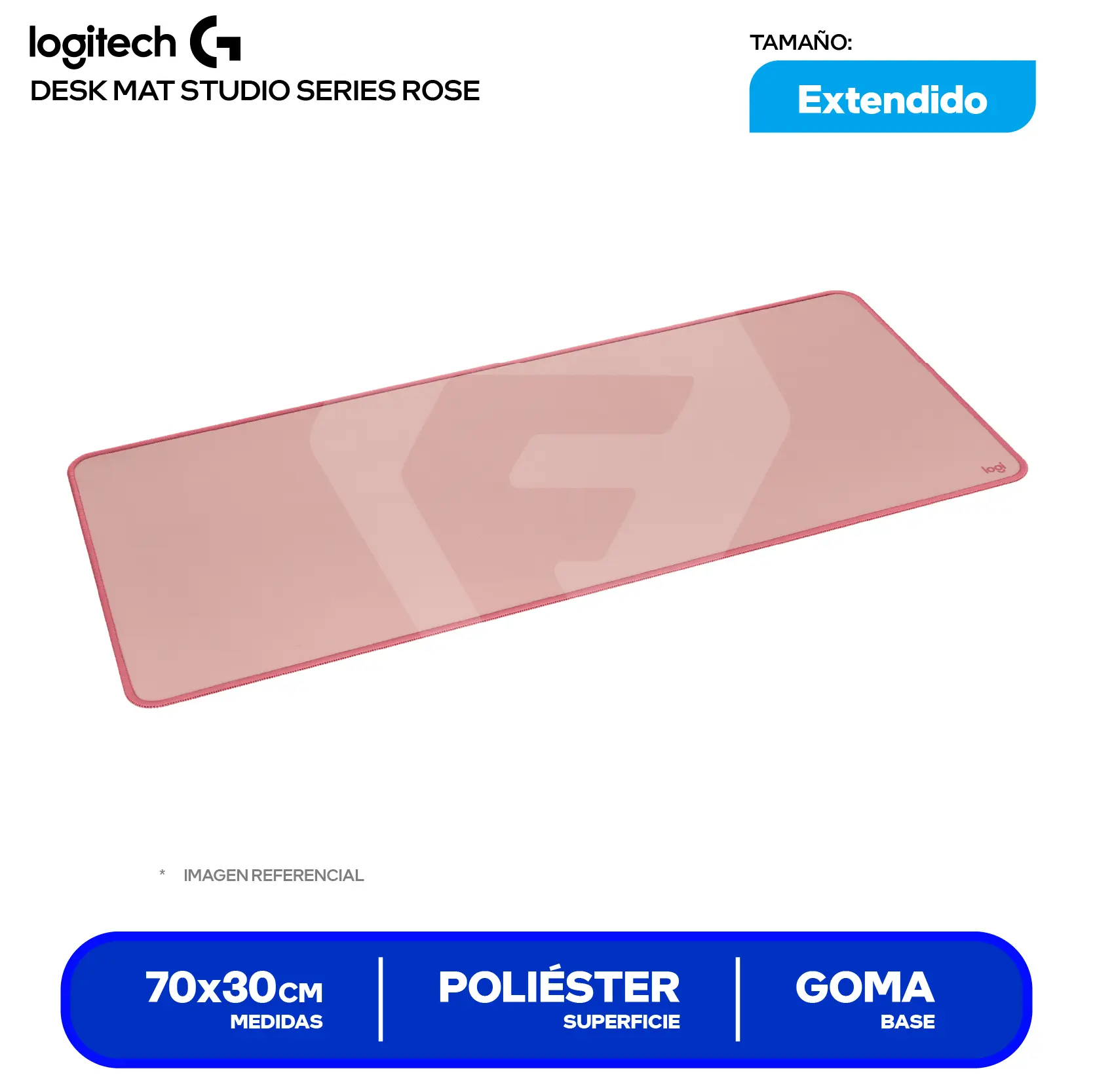 Pad Mouse Logitech Desk Mat Studio Series Rosa (956-000048) XL, 700 x 300 x 2mm